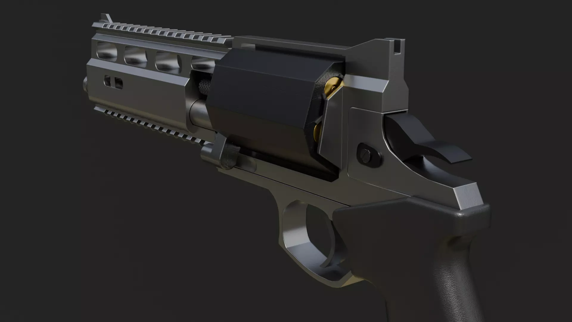 Rsh-12 Revolver Game Ready Low-poly 3D model_7