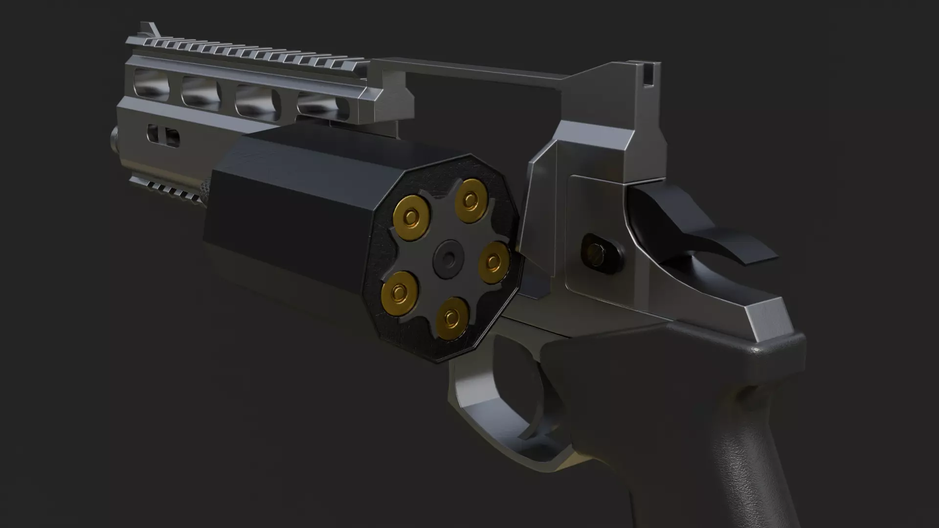 Rsh-12 Revolver Game Ready Low-poly 3D model_3
