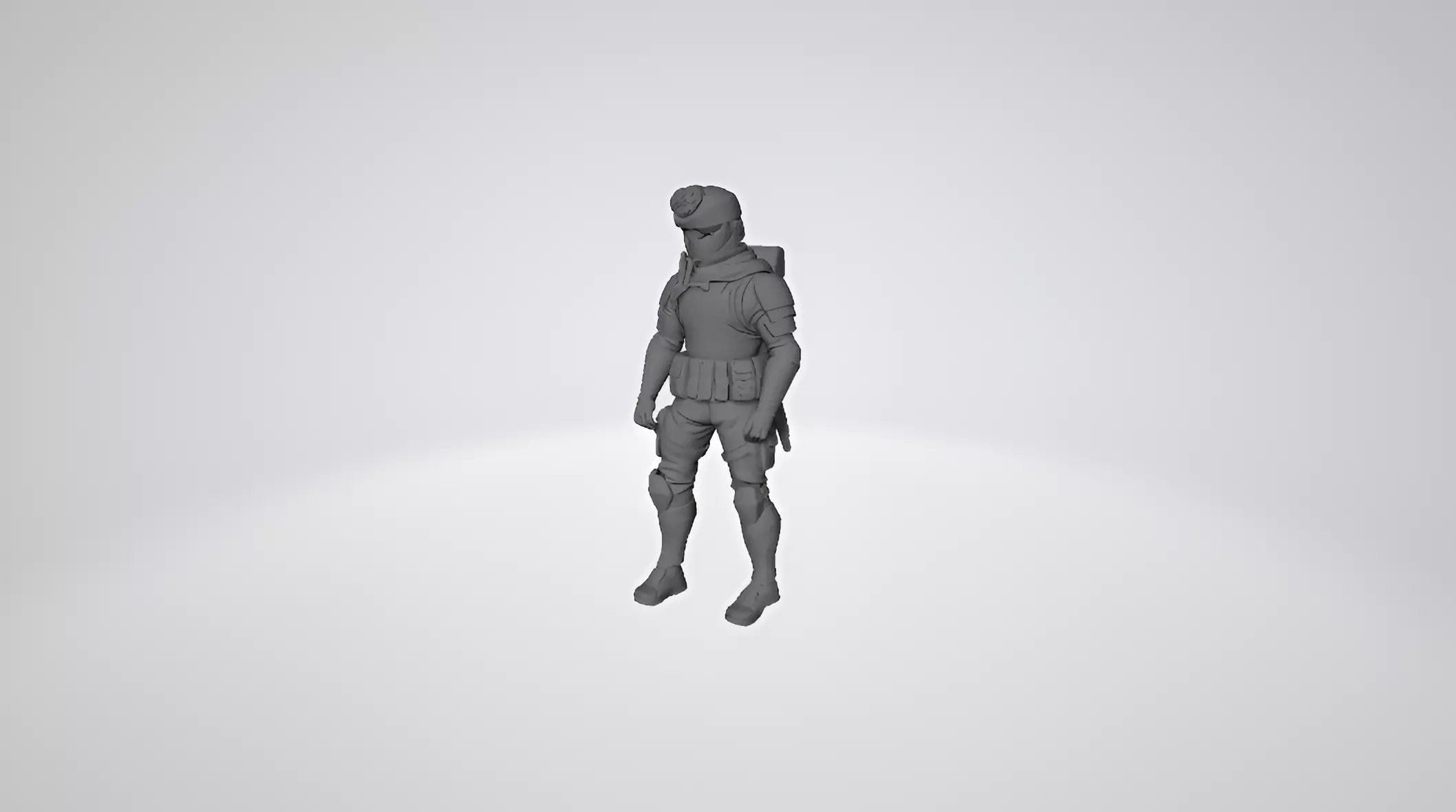 A battle hardened soldier with armor helmet 3D print model_1