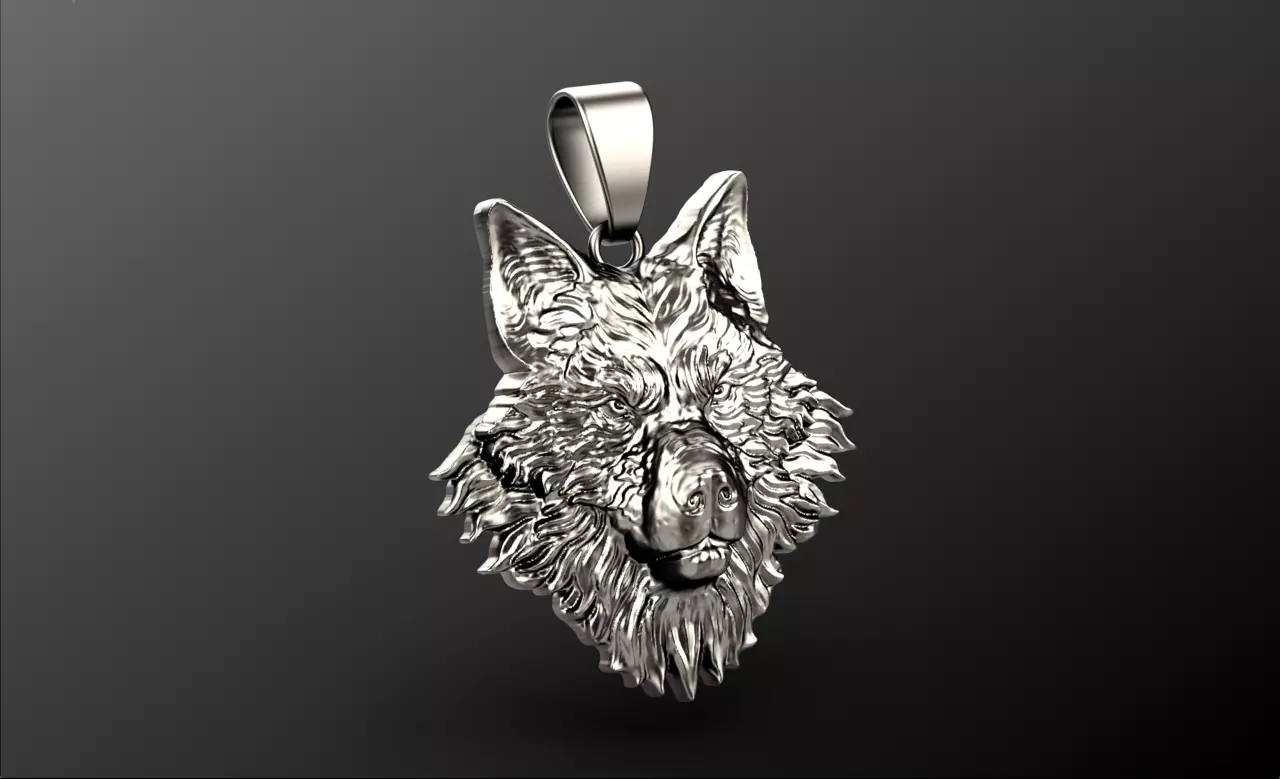 Wolf pendant 01 3D print model_1