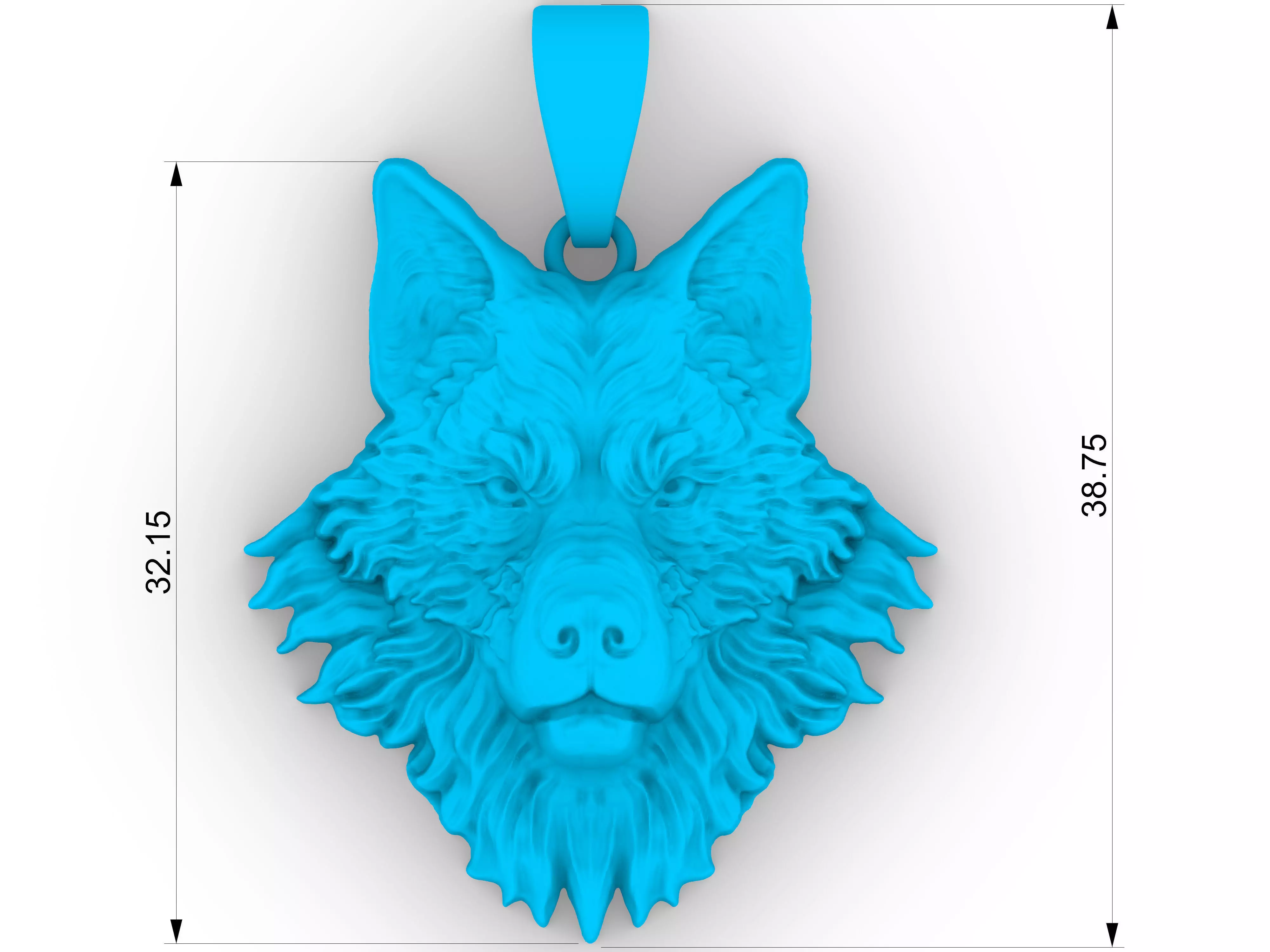 Wolf pendant 01 3D print model_5