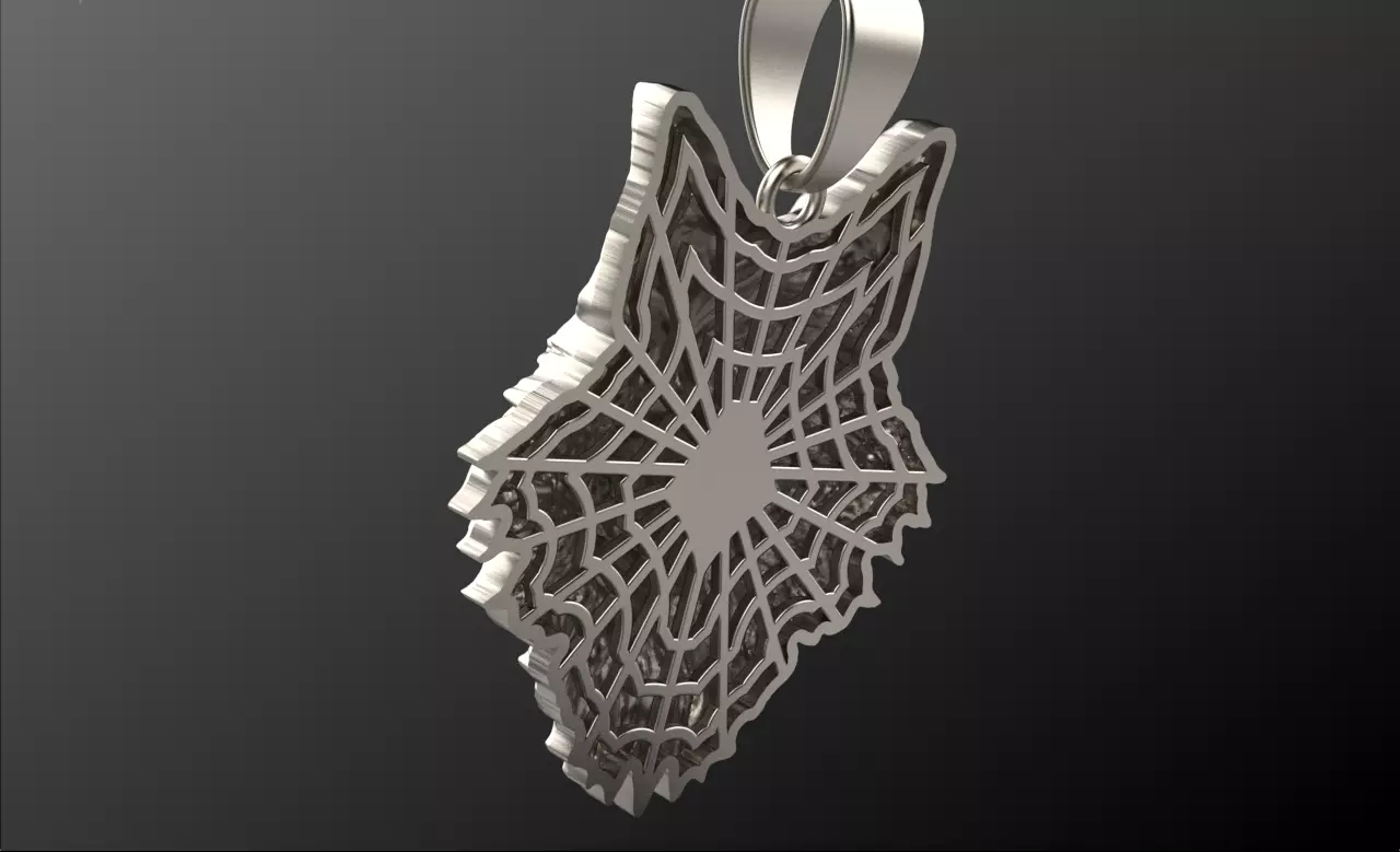 Wolf pendant 01 3D print model_3