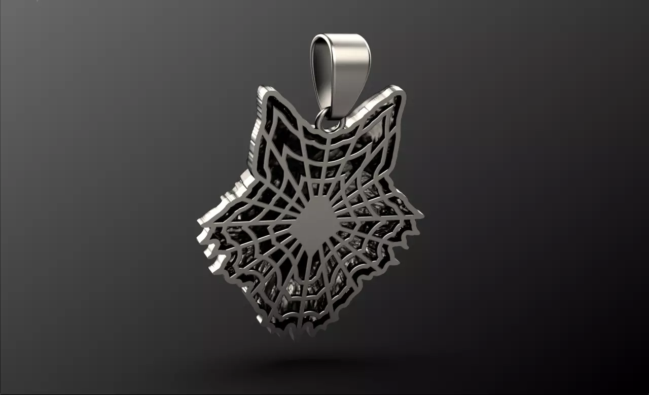 Wolf pendant 01 3D print model_4