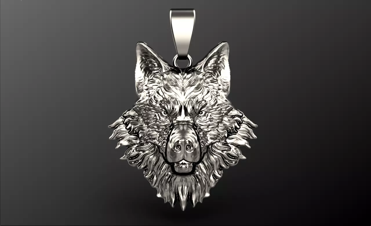 Wolf pendant 01 3D print model_0