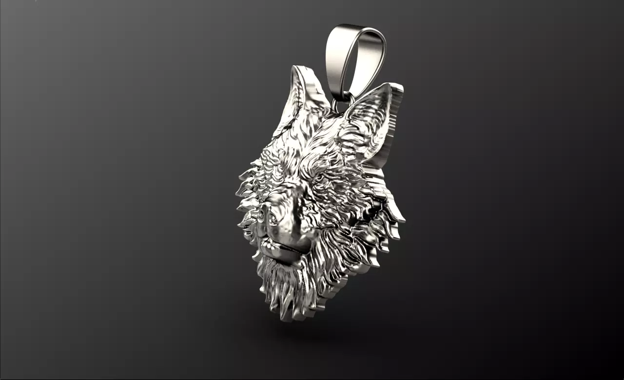 Wolf pendant 01 3D print model_2