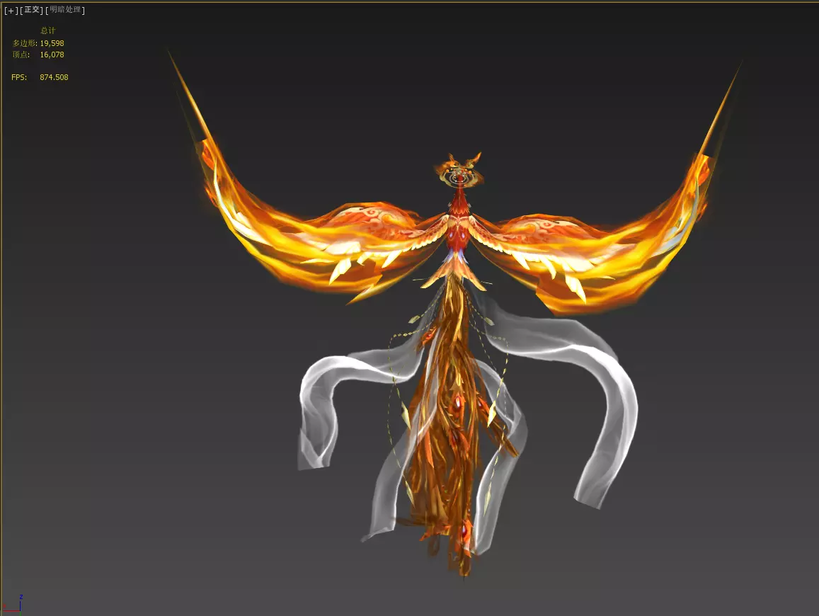 fire Phoenix Low-poly 3D model_6