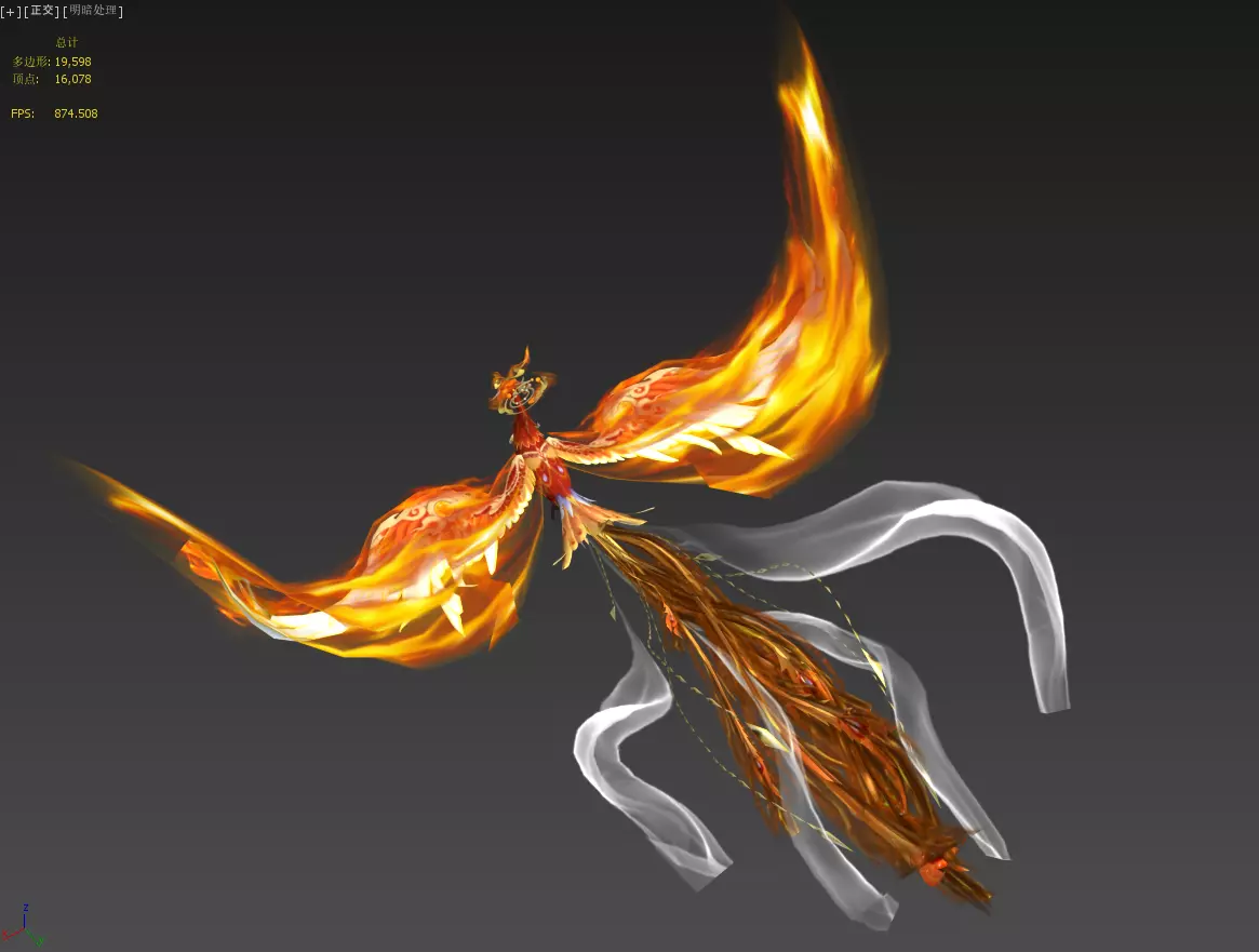 fire Phoenix Low-poly 3D model_7