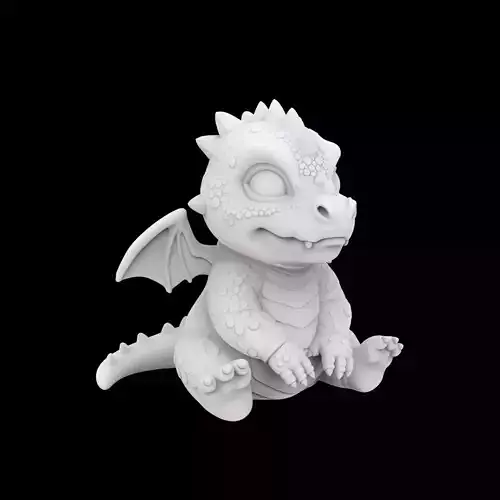Chubby Baby Dragon Sitting Pose 3D Print Model