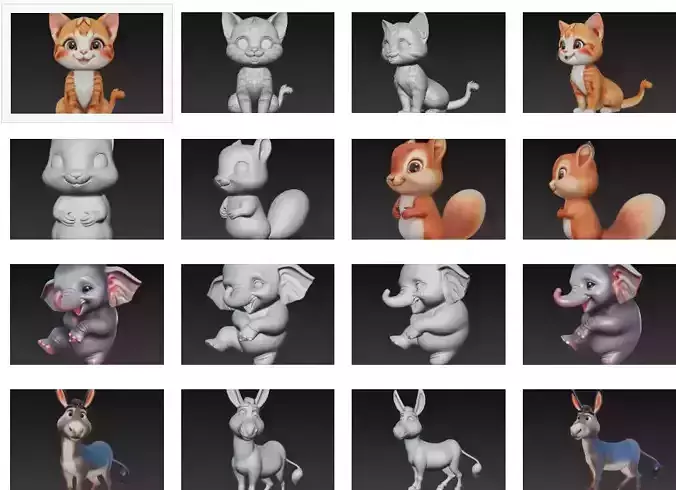 Stylized Cute Animal Collection - Cartoon 3D Character Pack