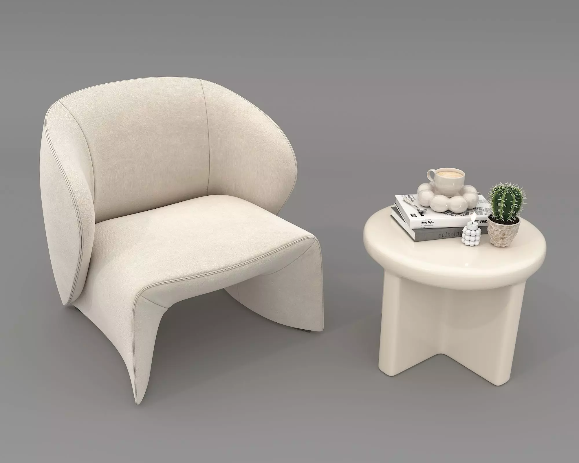 Modern Coffee Table and Armchair Set 73 3D model_1