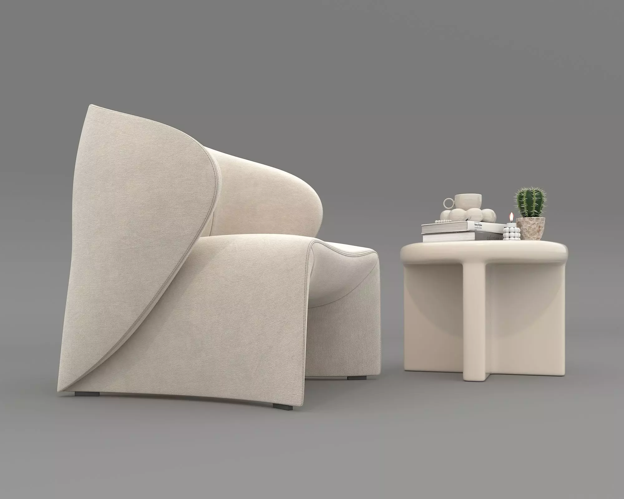 Modern Coffee Table and Armchair Set 73 3D model_4