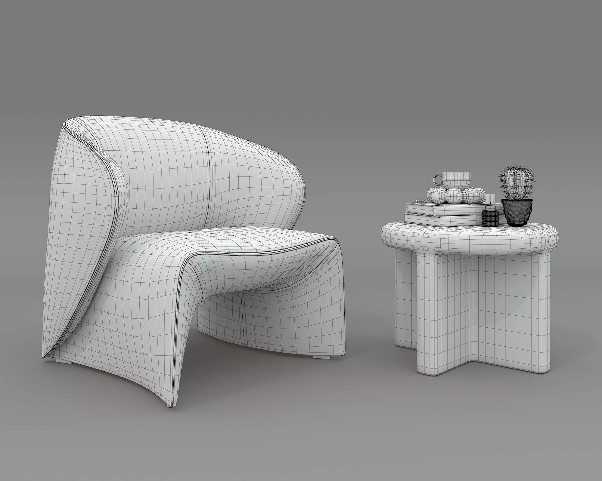 Modern Coffee Table and Armchair Set 73 3D model_8