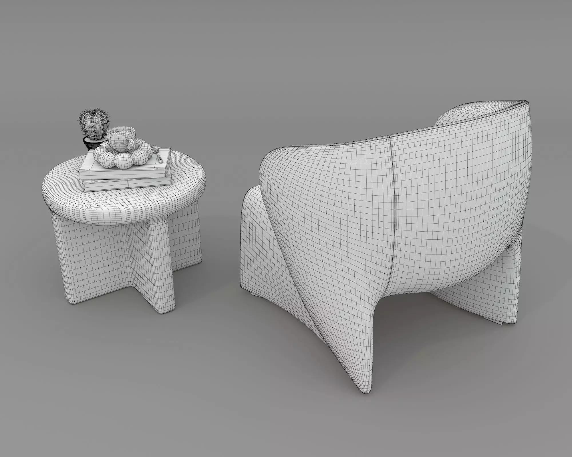 Modern Coffee Table and Armchair Set 73 3D model_10