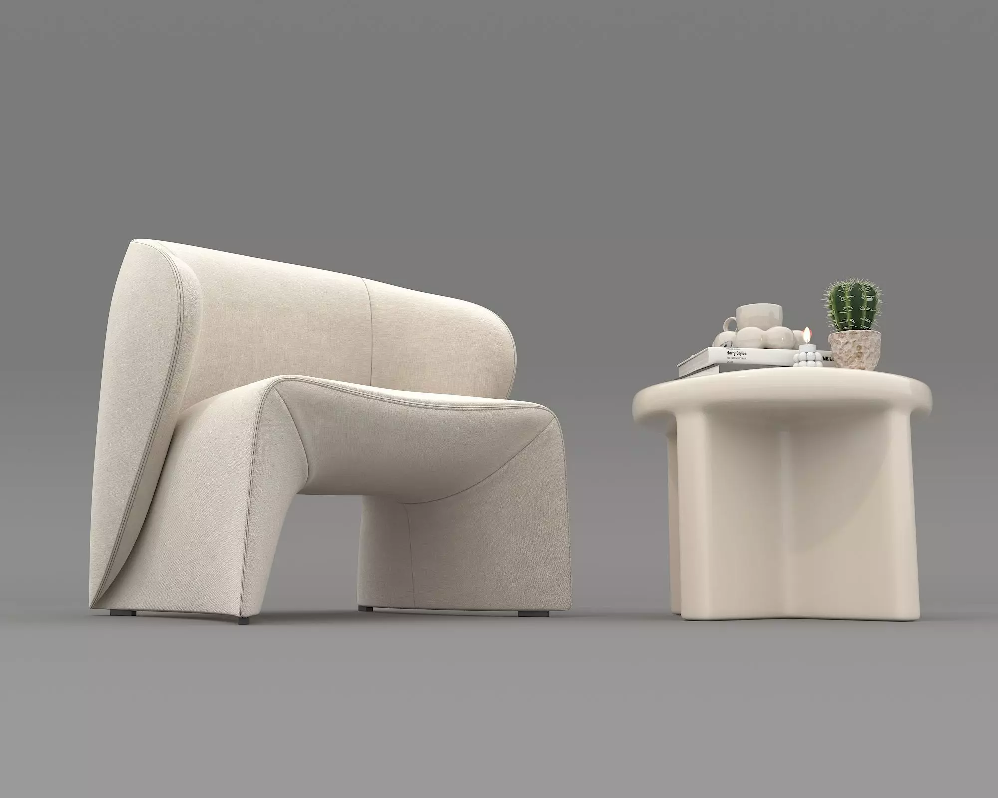 Modern Coffee Table and Armchair Set 73 3D model_3