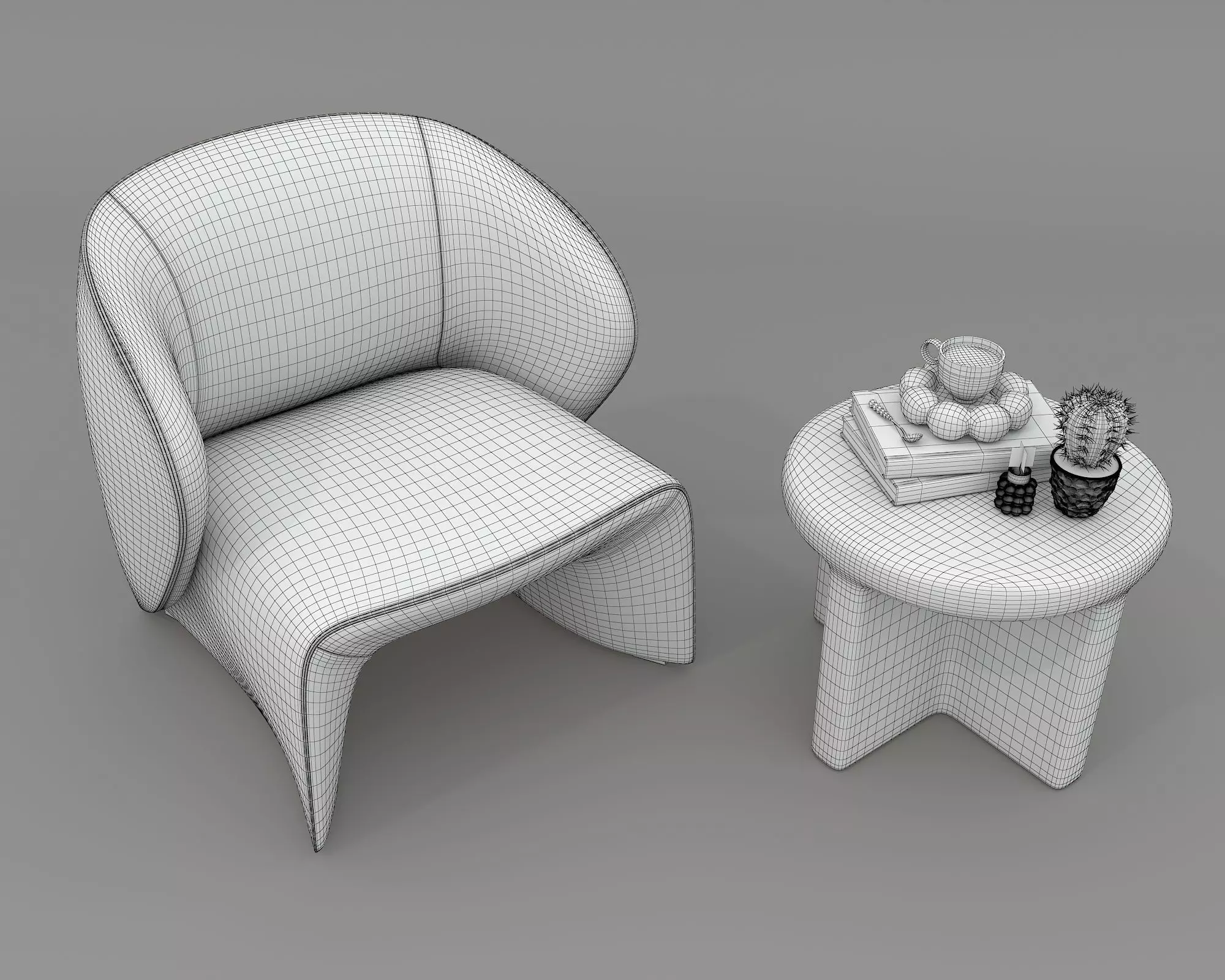 Modern Coffee Table and Armchair Set 73 3D model_9