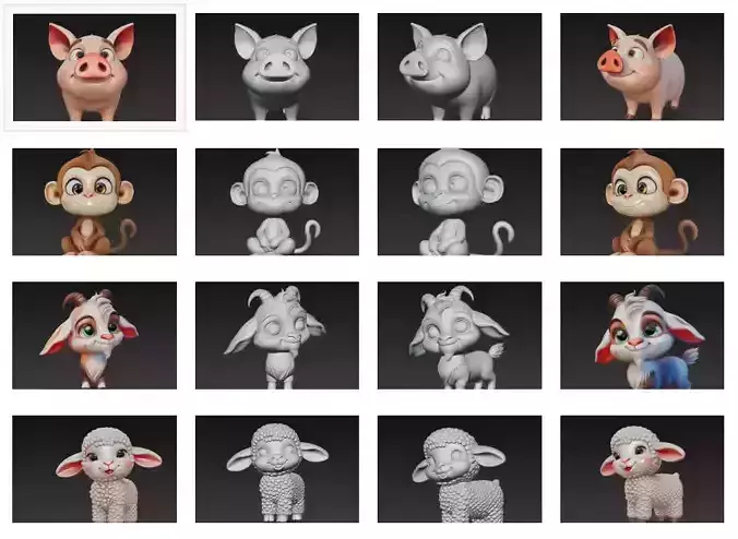 Stylized Cute Animal Collection Vol 2 - Cartoon Farm-Forest Pack