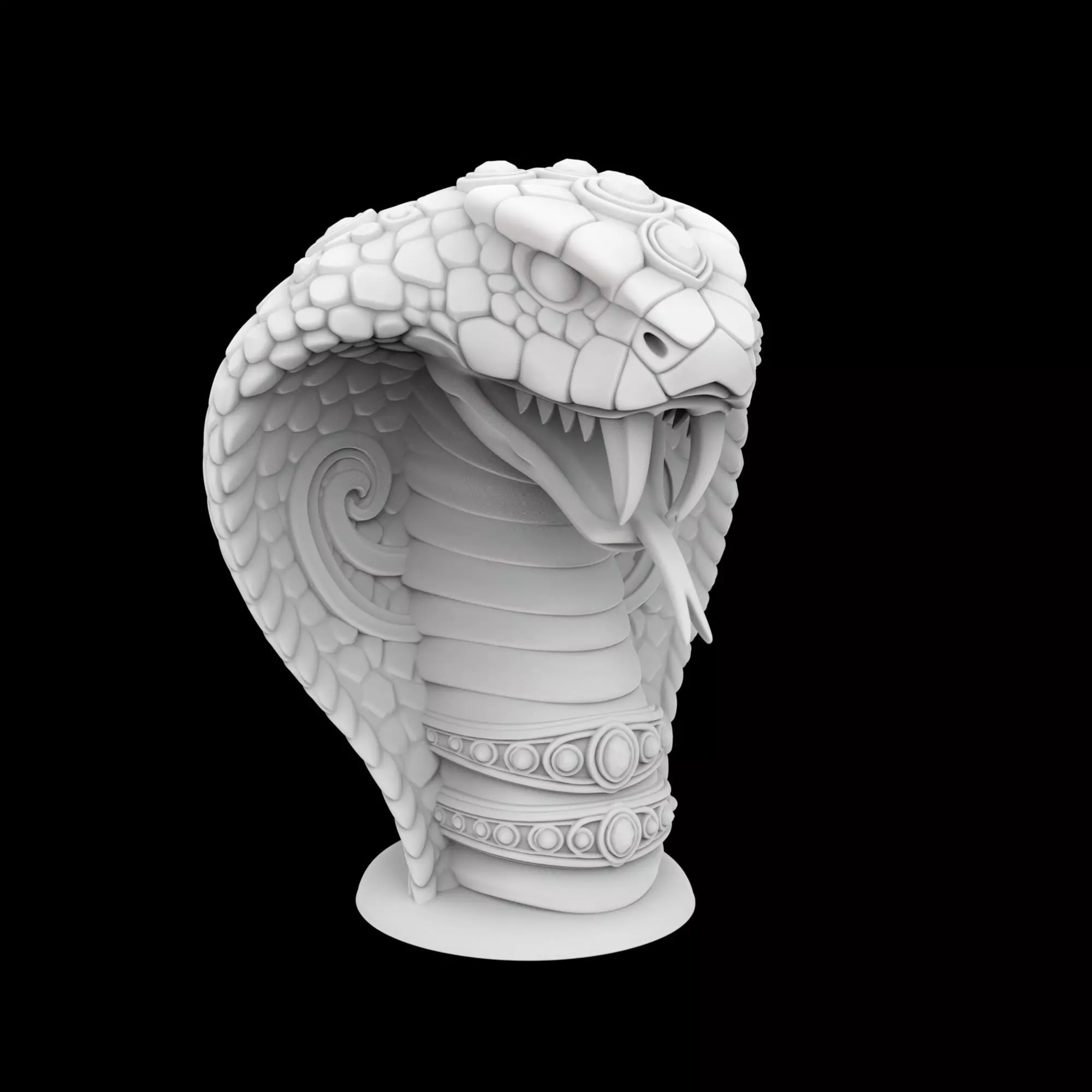 Hooded Cobra with Jewelry Accents 3D Print Model 3D print model_4