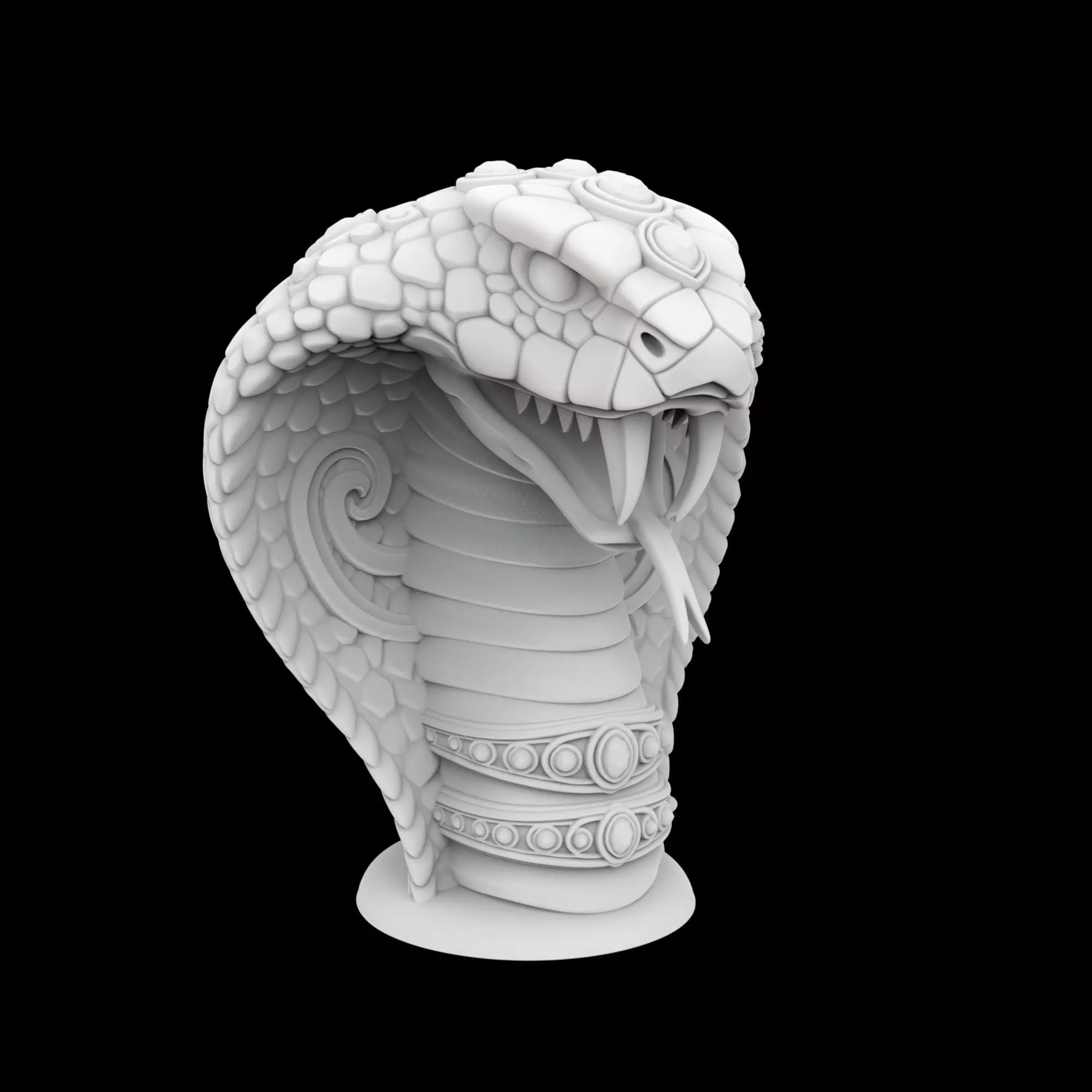 Hooded Cobra with Jewelry Accents 3D Print Model 3D print model_0