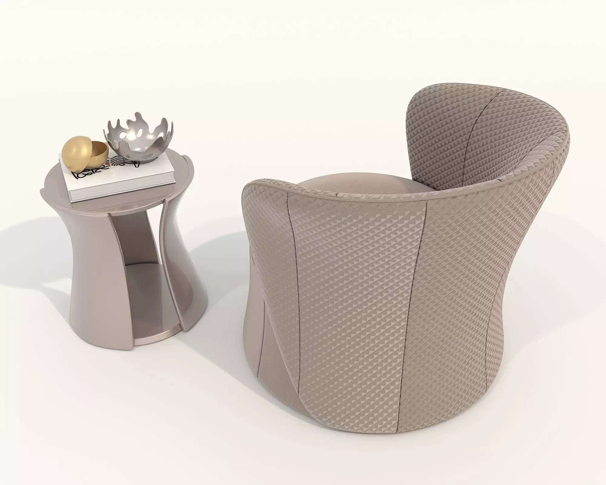 Modern Coffee Table and Armchair Set 74 3D model_2