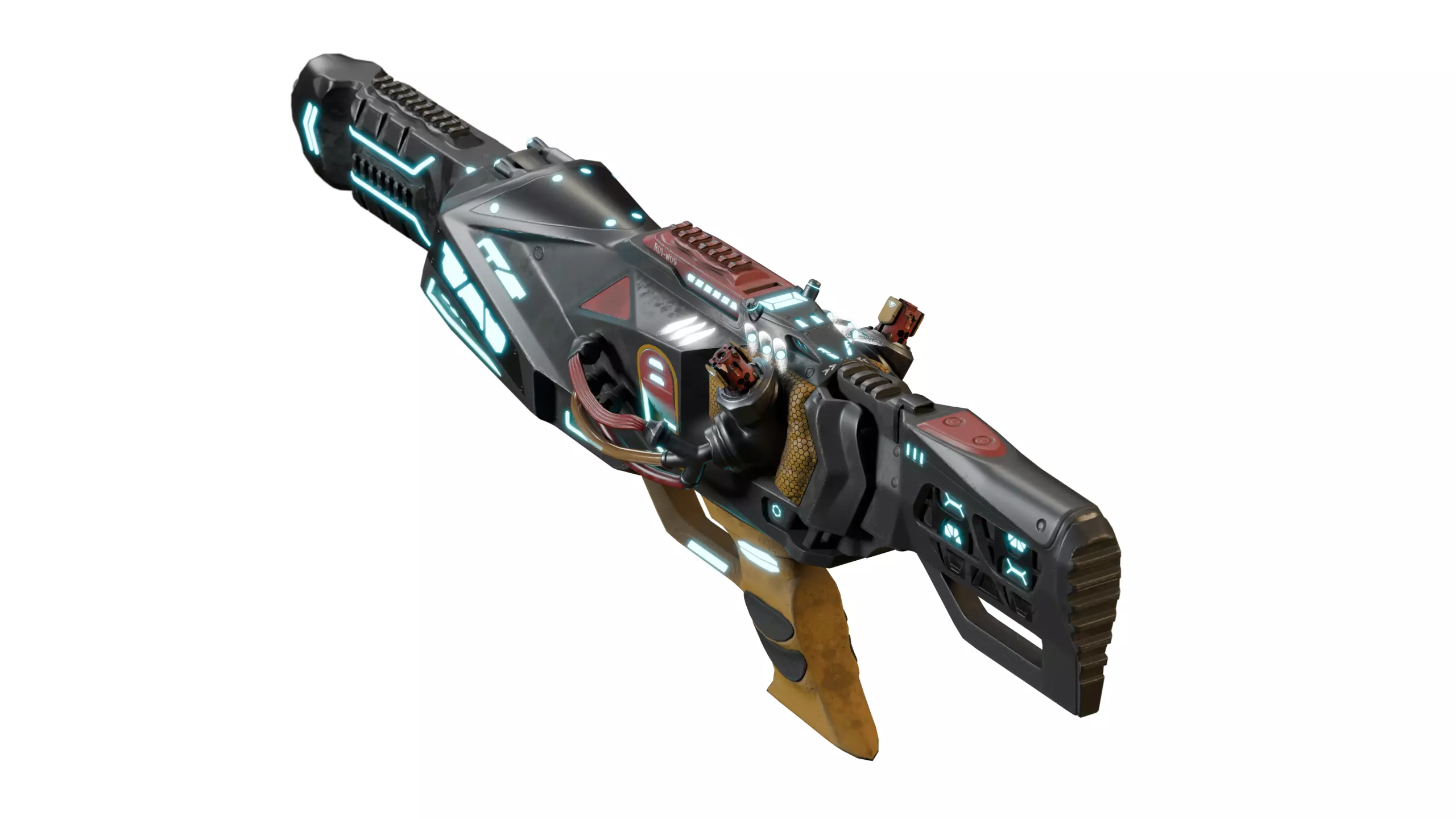 Sci-Fi Neon Weapons - SciFi Rifle 1 3D model_4