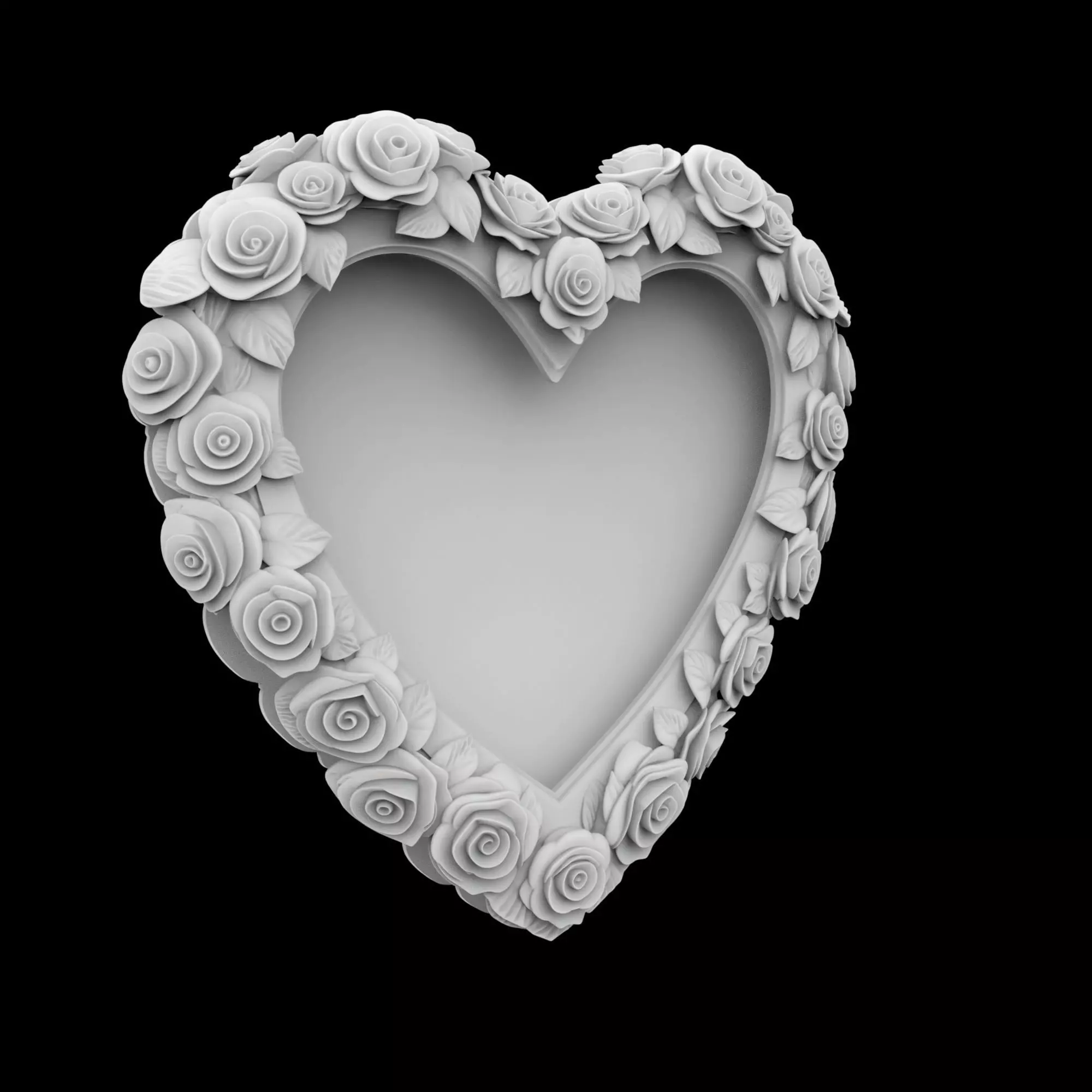 Rose Heart Frame Sculpture 3D Print Model 3D print model_4