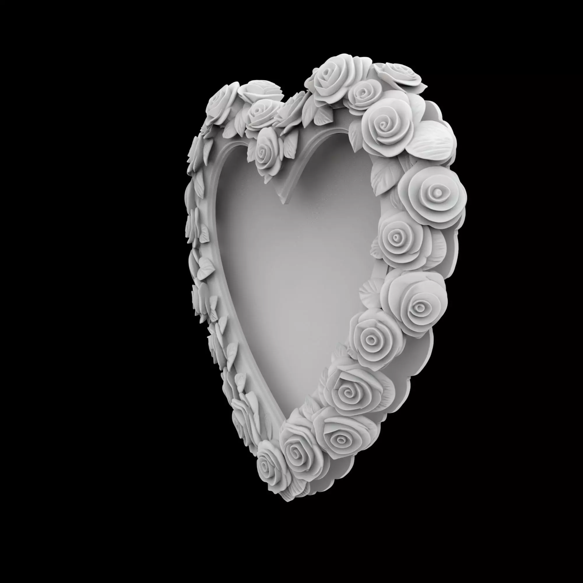 Rose Heart Frame Sculpture 3D Print Model 3D print model_1