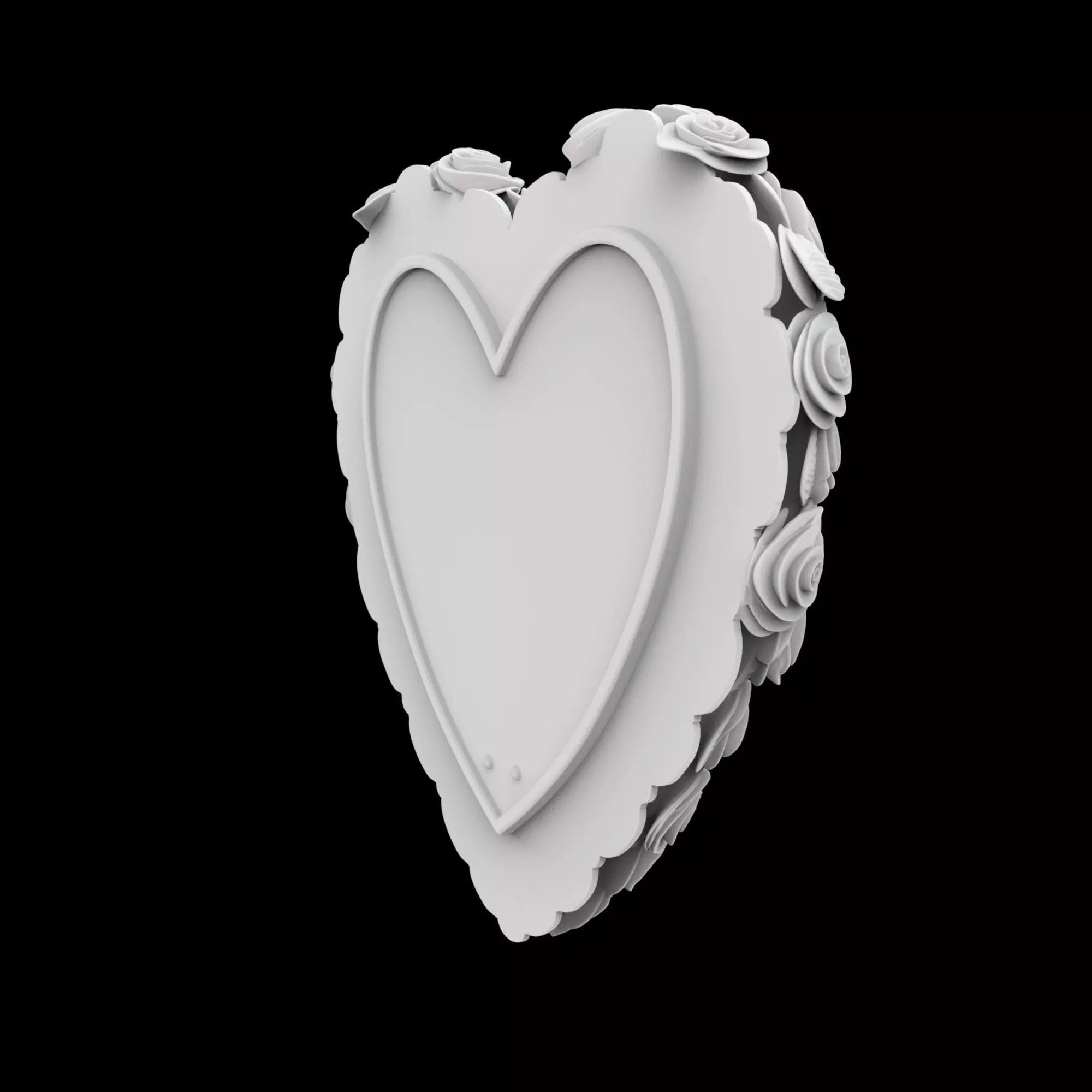Rose Heart Frame Sculpture 3D Print Model 3D print model_3