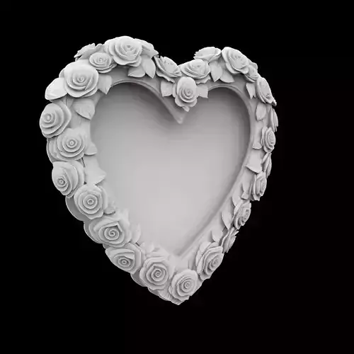Rose Heart Frame Sculpture 3D Print Model