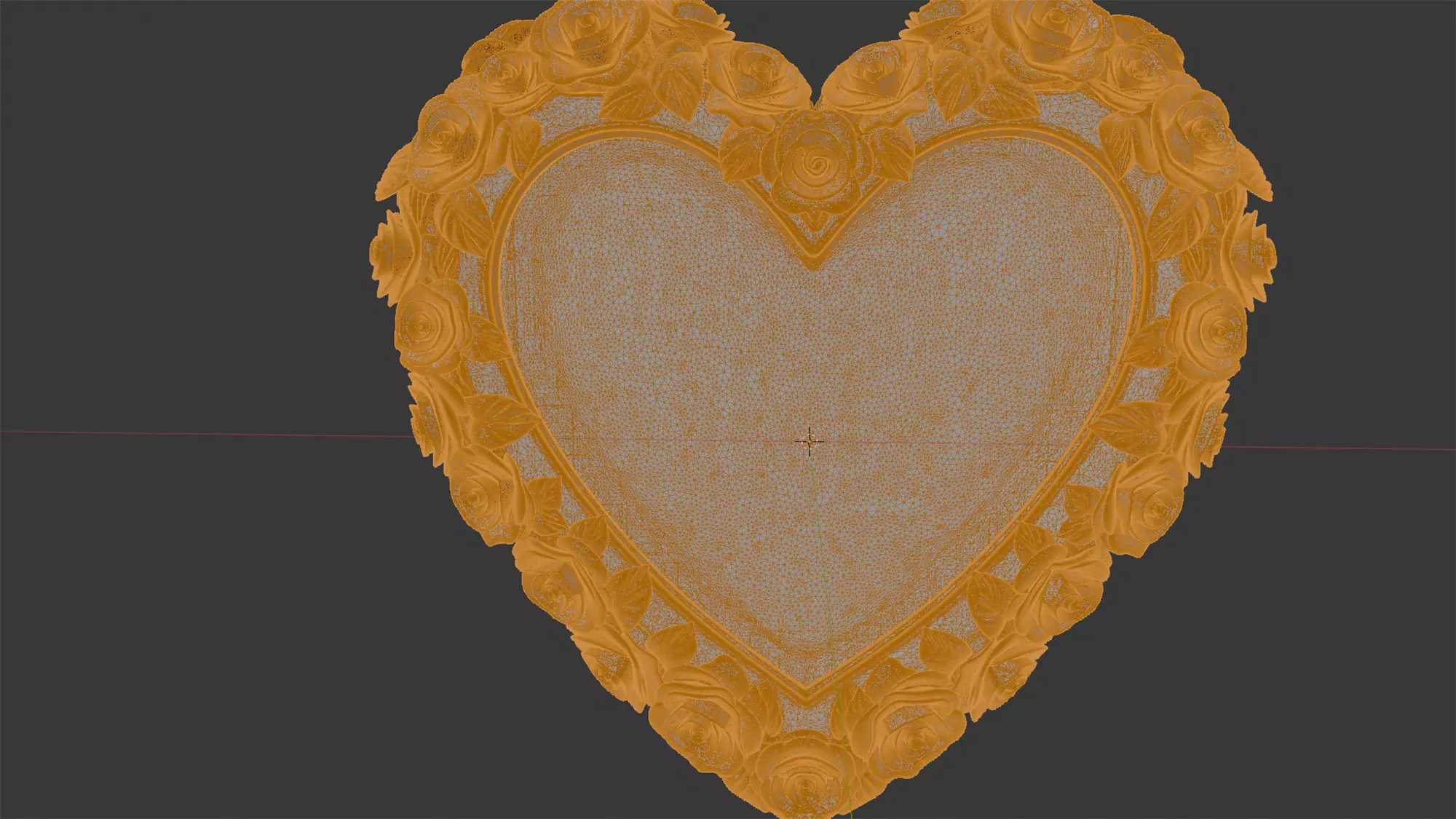 Rose Heart Frame Sculpture 3D Print Model 3D print model_5