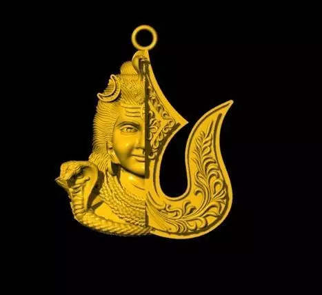 arda nariswar shiva siva gold silver pendent locket 3D print model