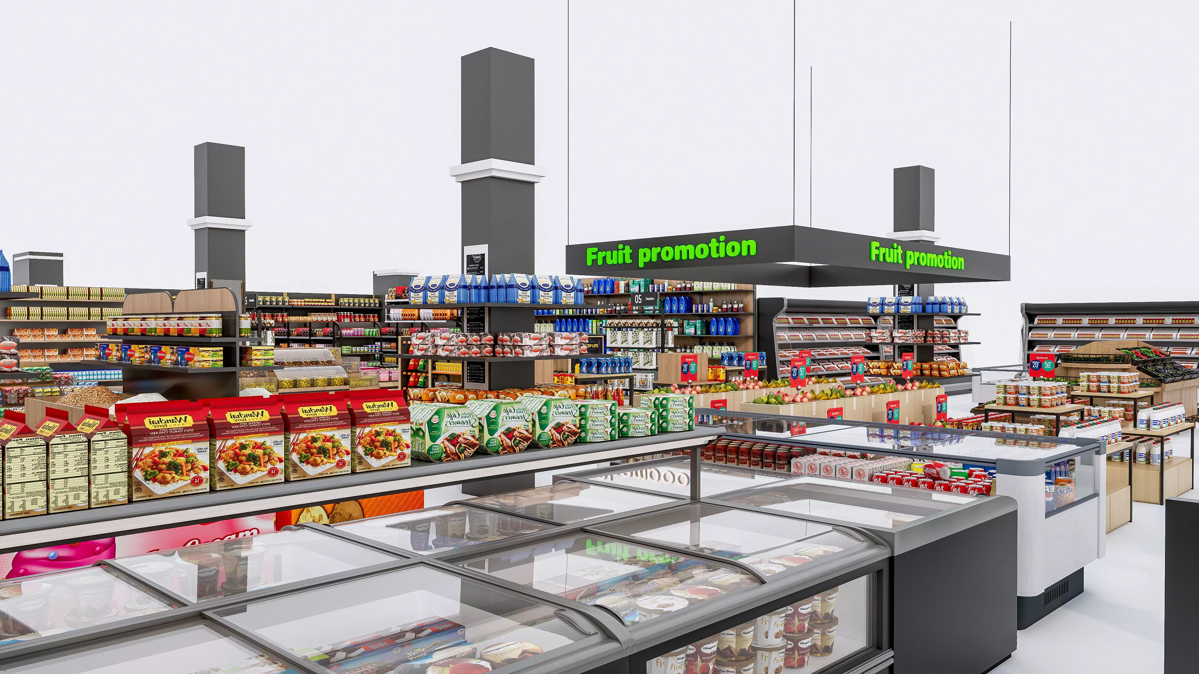 Supermarket Convenience Store Shelves Display Racks 6 3D model_5