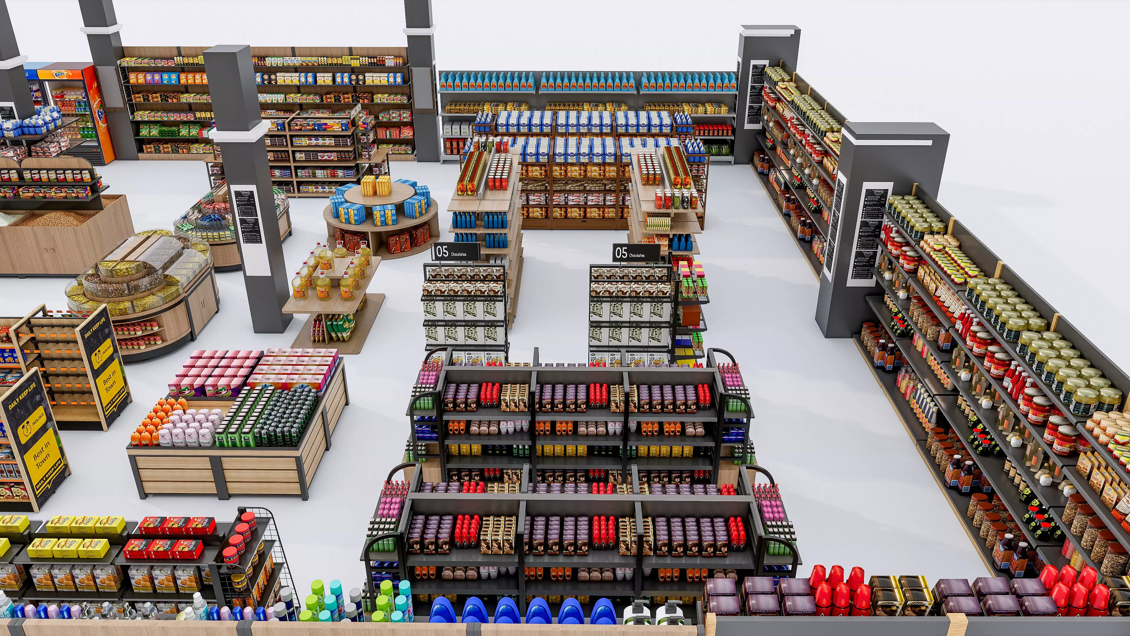 Supermarket Convenience Store Shelves Display Racks 6 3D model_14