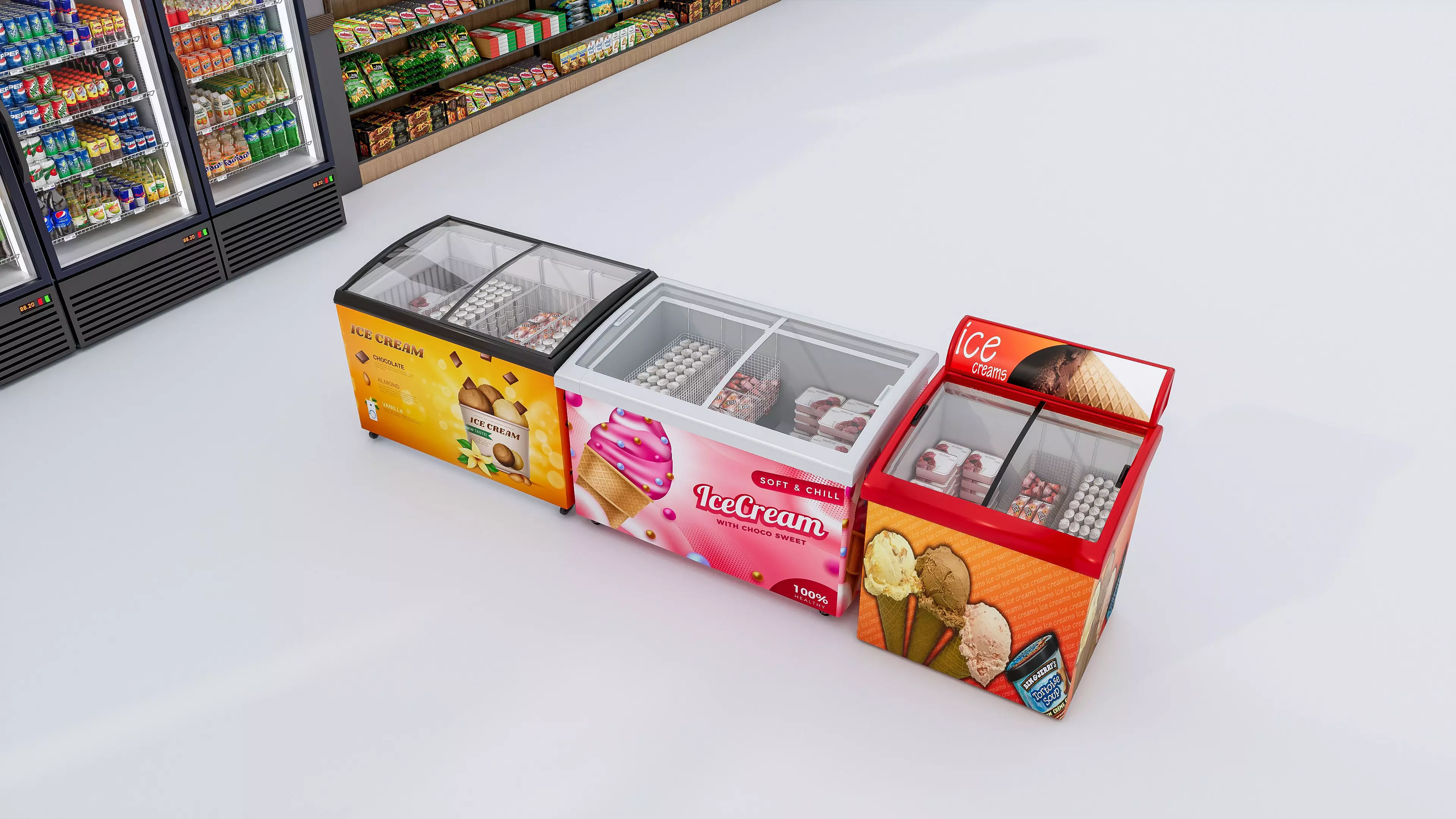 Supermarket Convenience Store Shelves Display Racks 6 3D model_29