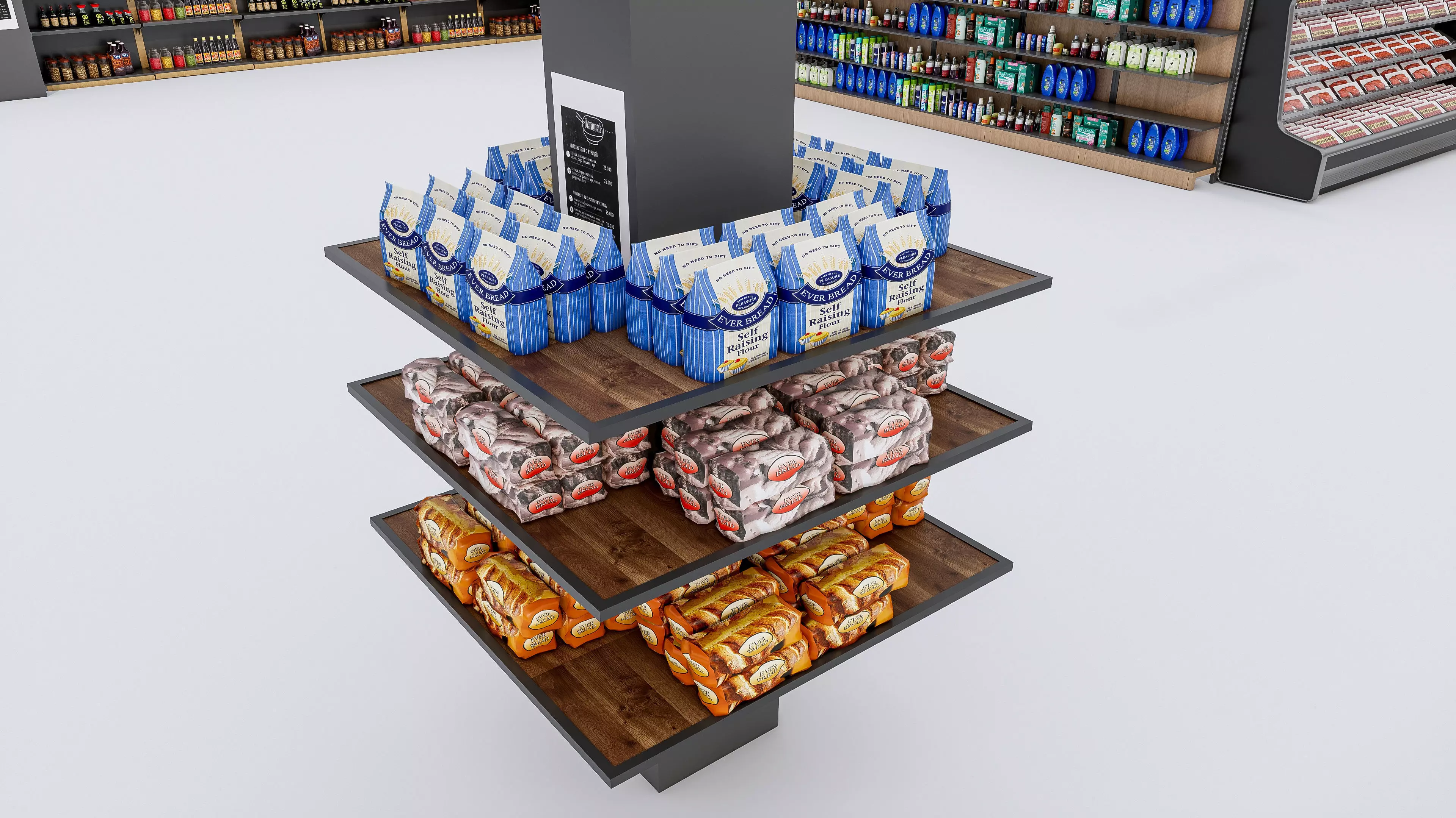 Supermarket Convenience Store Shelves Display Racks 6 3D model_16