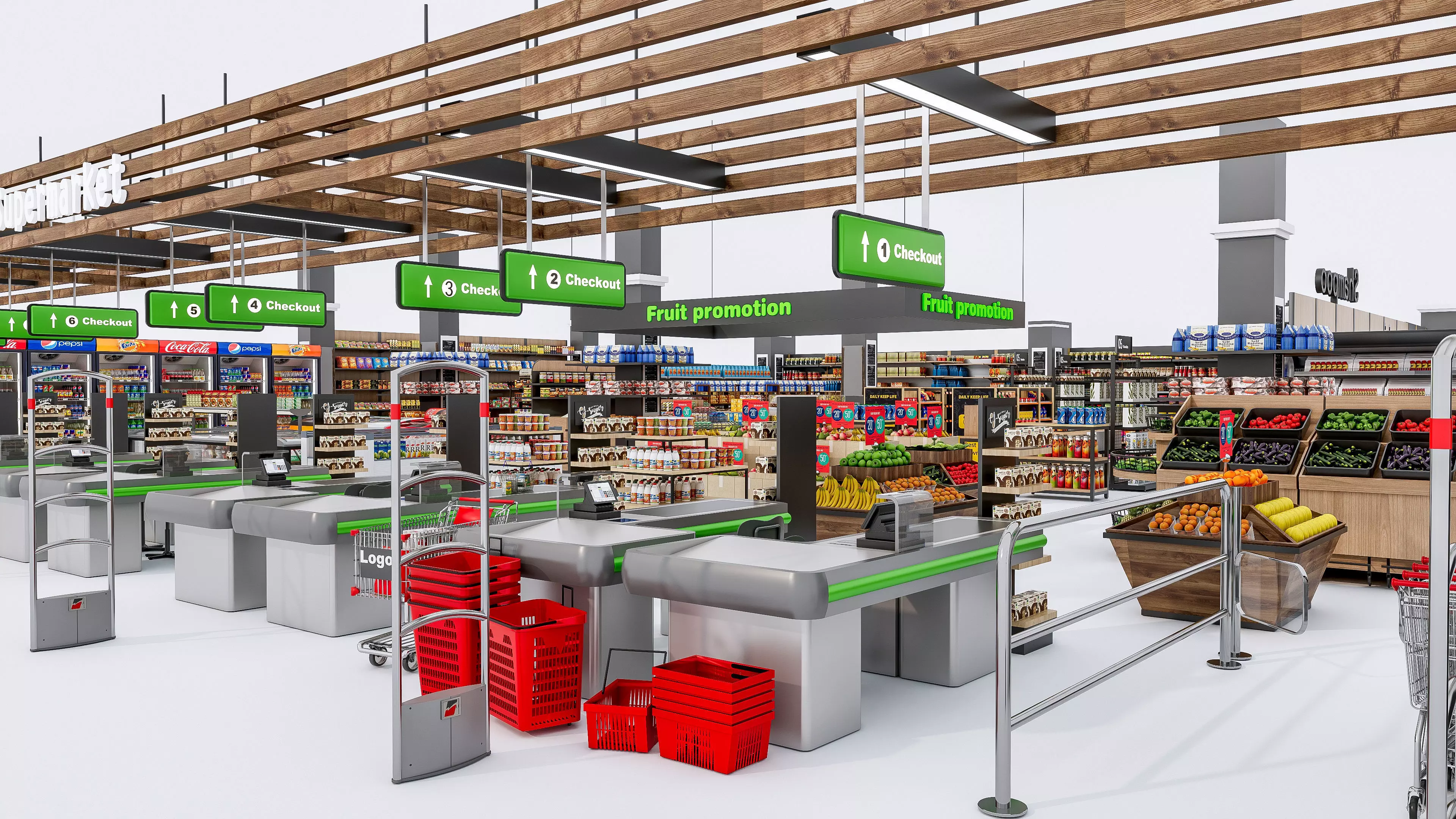Supermarket Convenience Store Shelves Display Racks 6 3D model_4