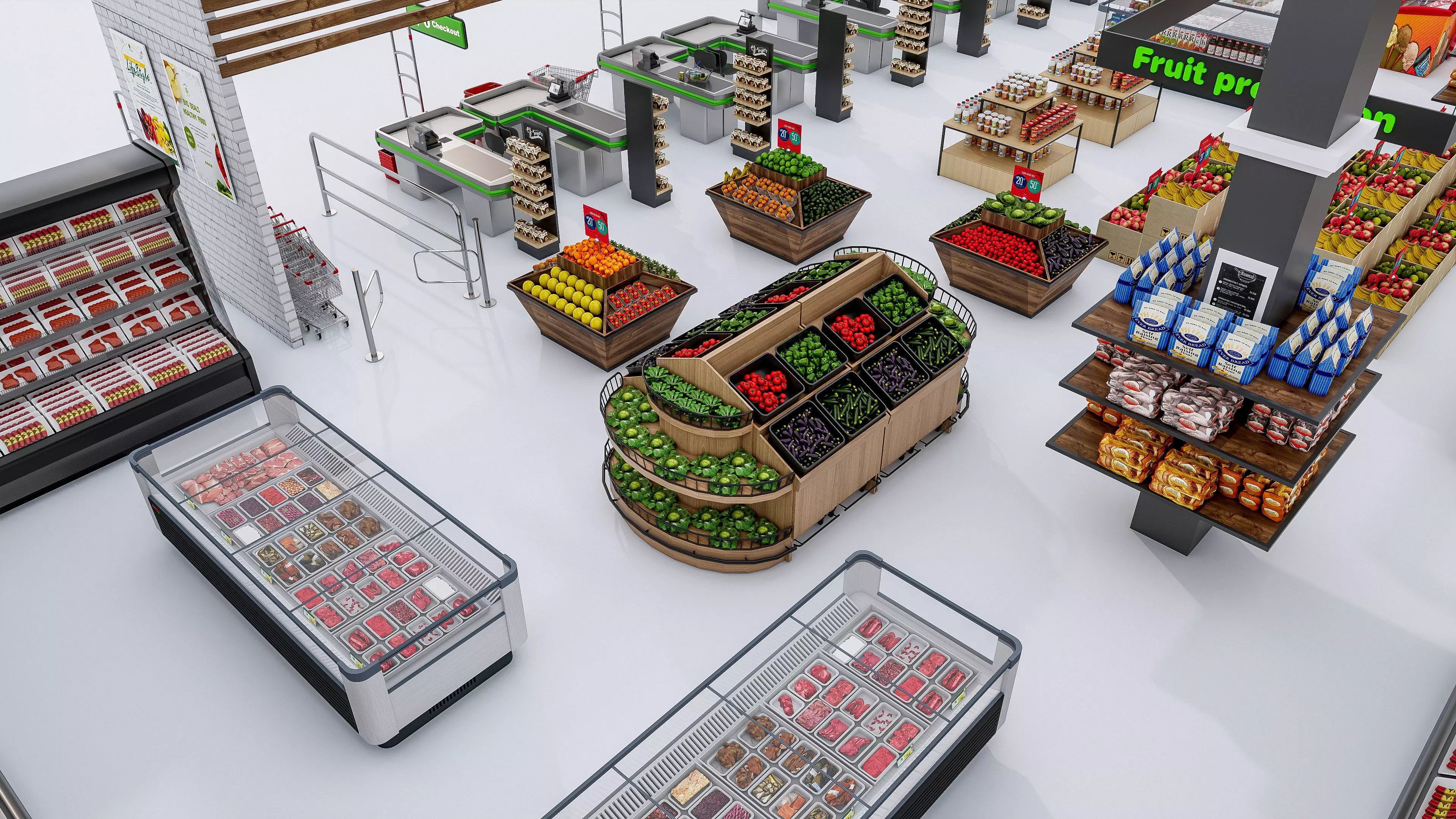 Supermarket Convenience Store Shelves Display Racks 6 3D model_18