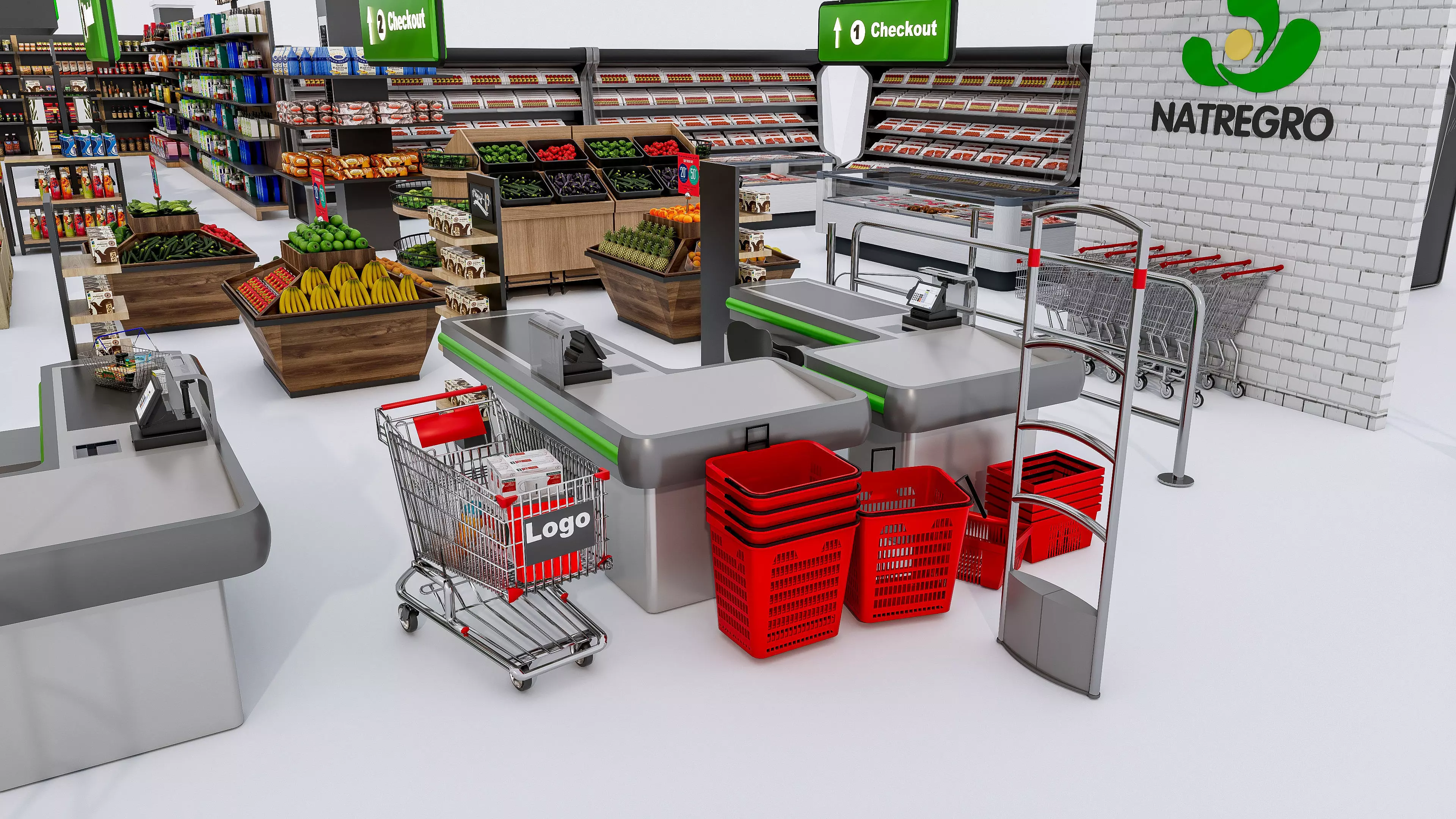 Supermarket Convenience Store Shelves Display Racks 6 3D model_17