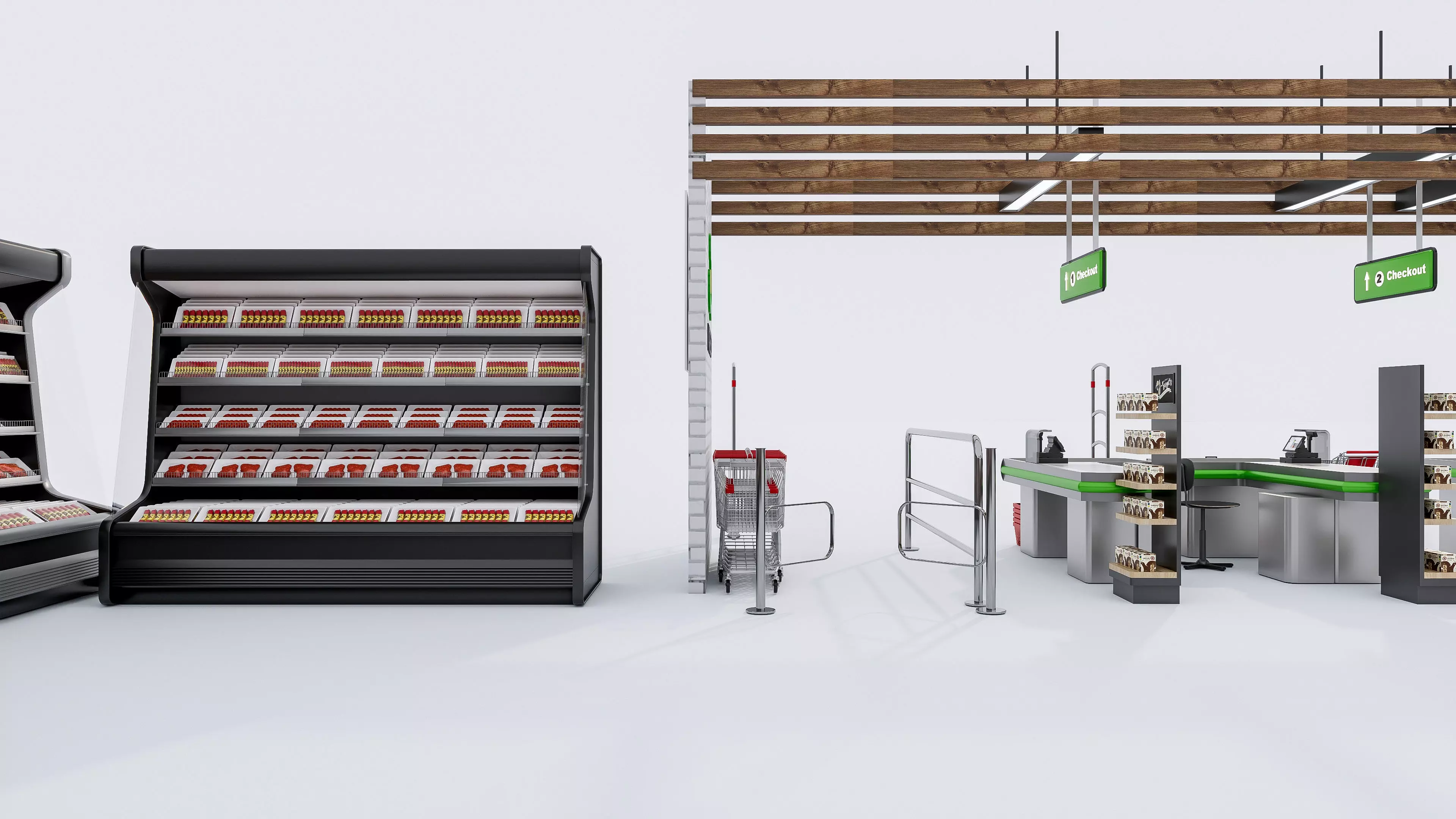 Supermarket Convenience Store Shelves Display Racks 6 3D model_47