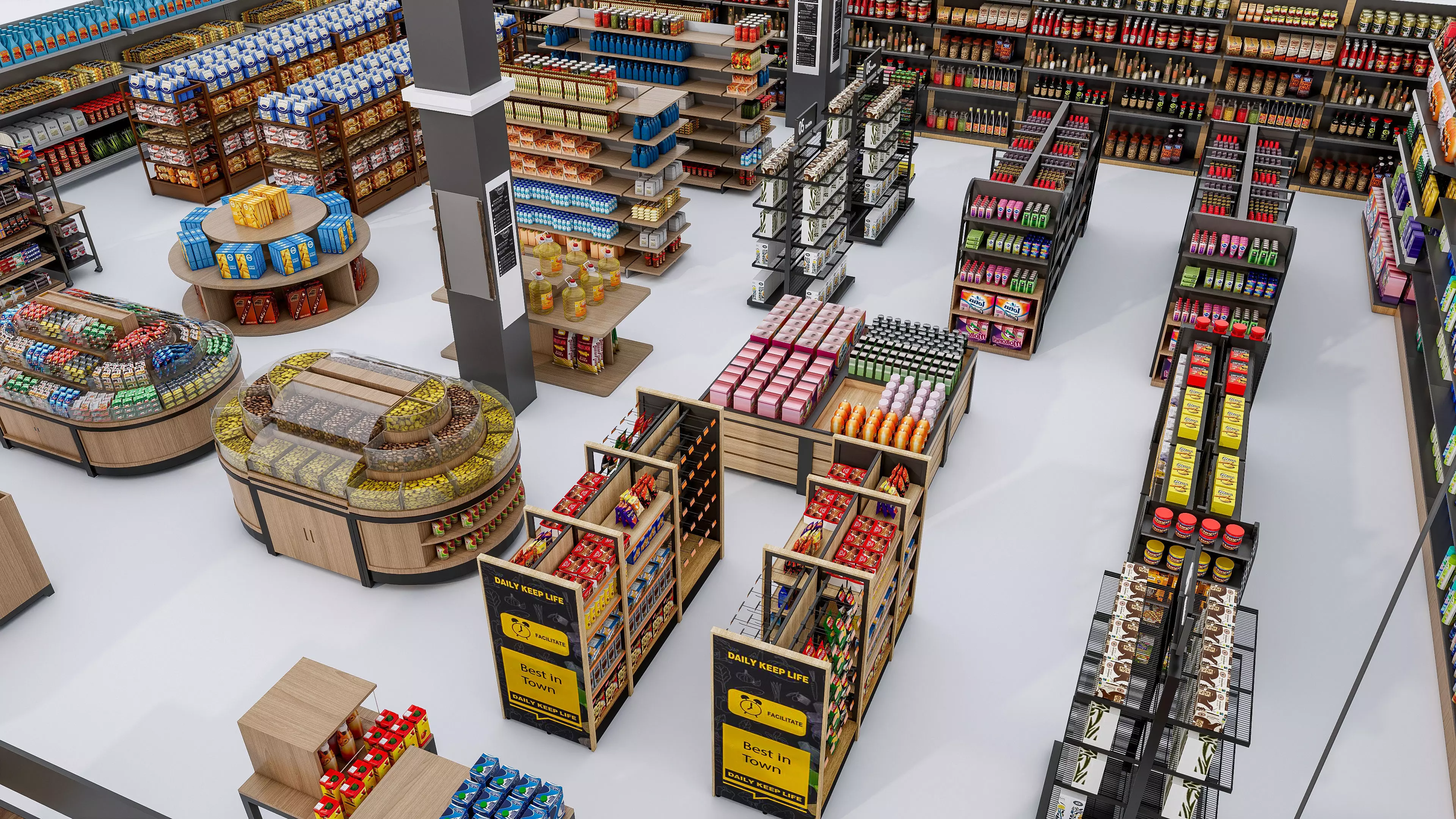 Supermarket Convenience Store Shelves Display Racks 6 3D model_15