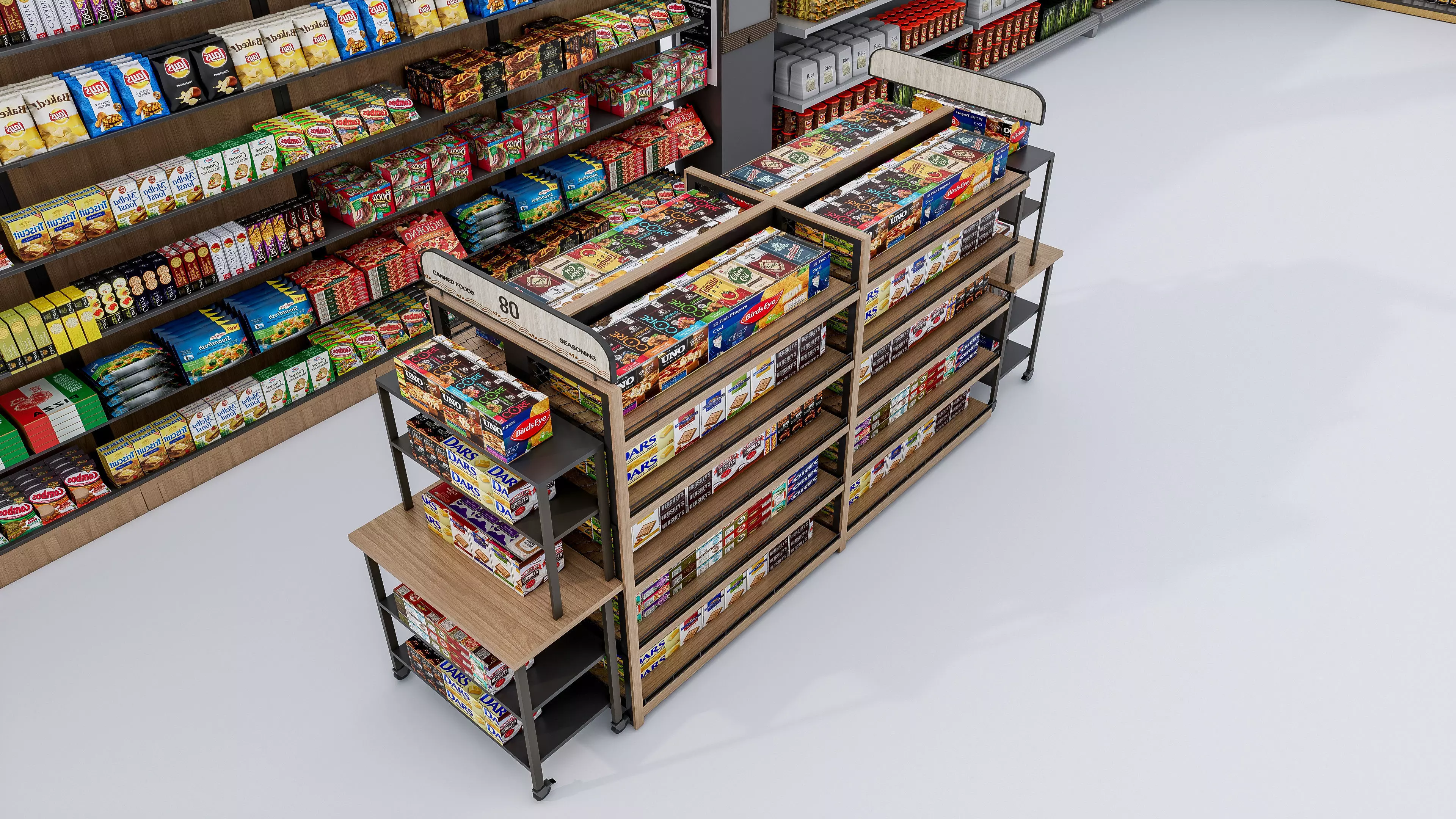 Supermarket Convenience Store Shelves Display Racks 6 3D model_35