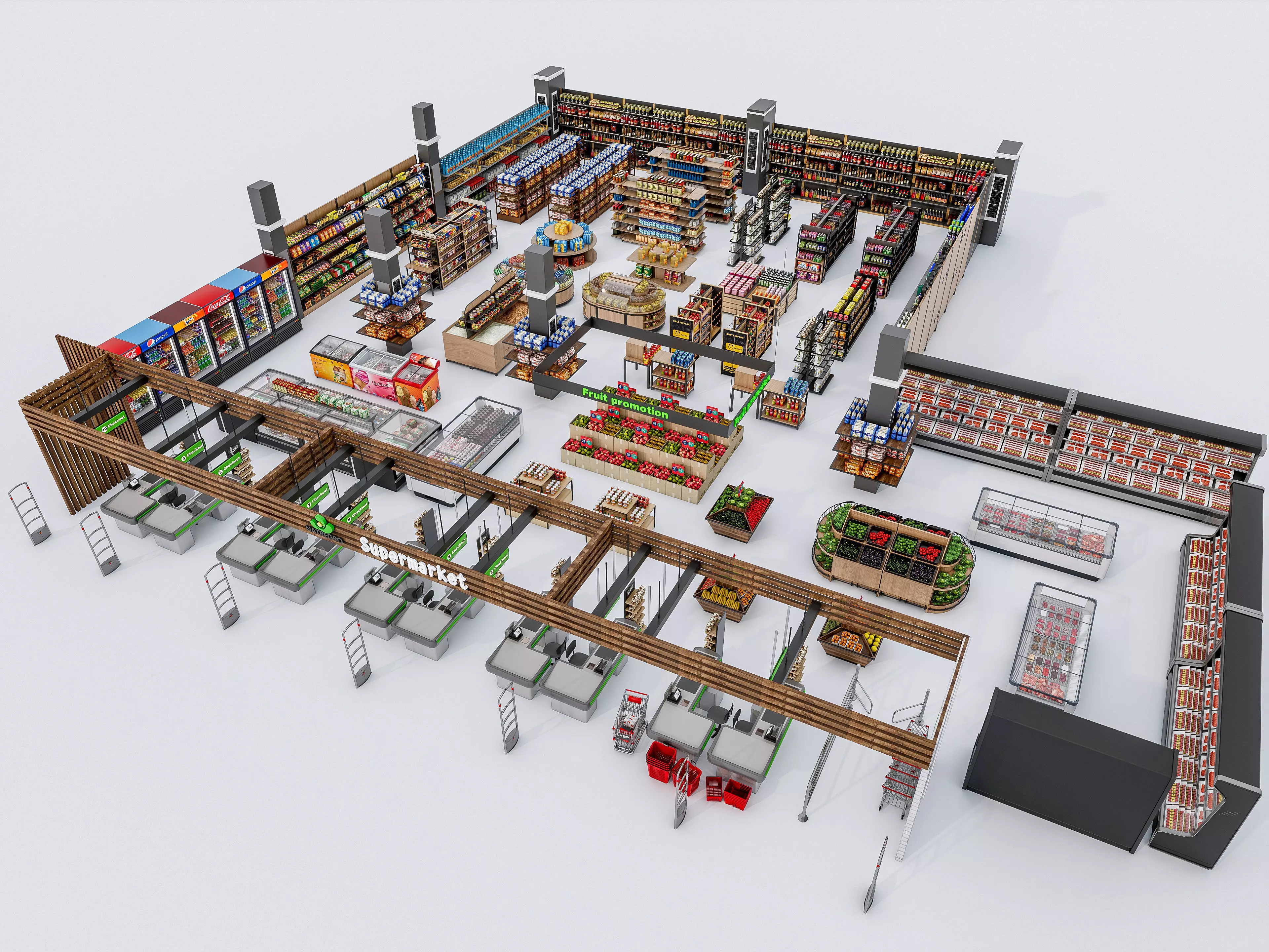 Supermarket Convenience Store Shelves Display Racks 6 3D model_0