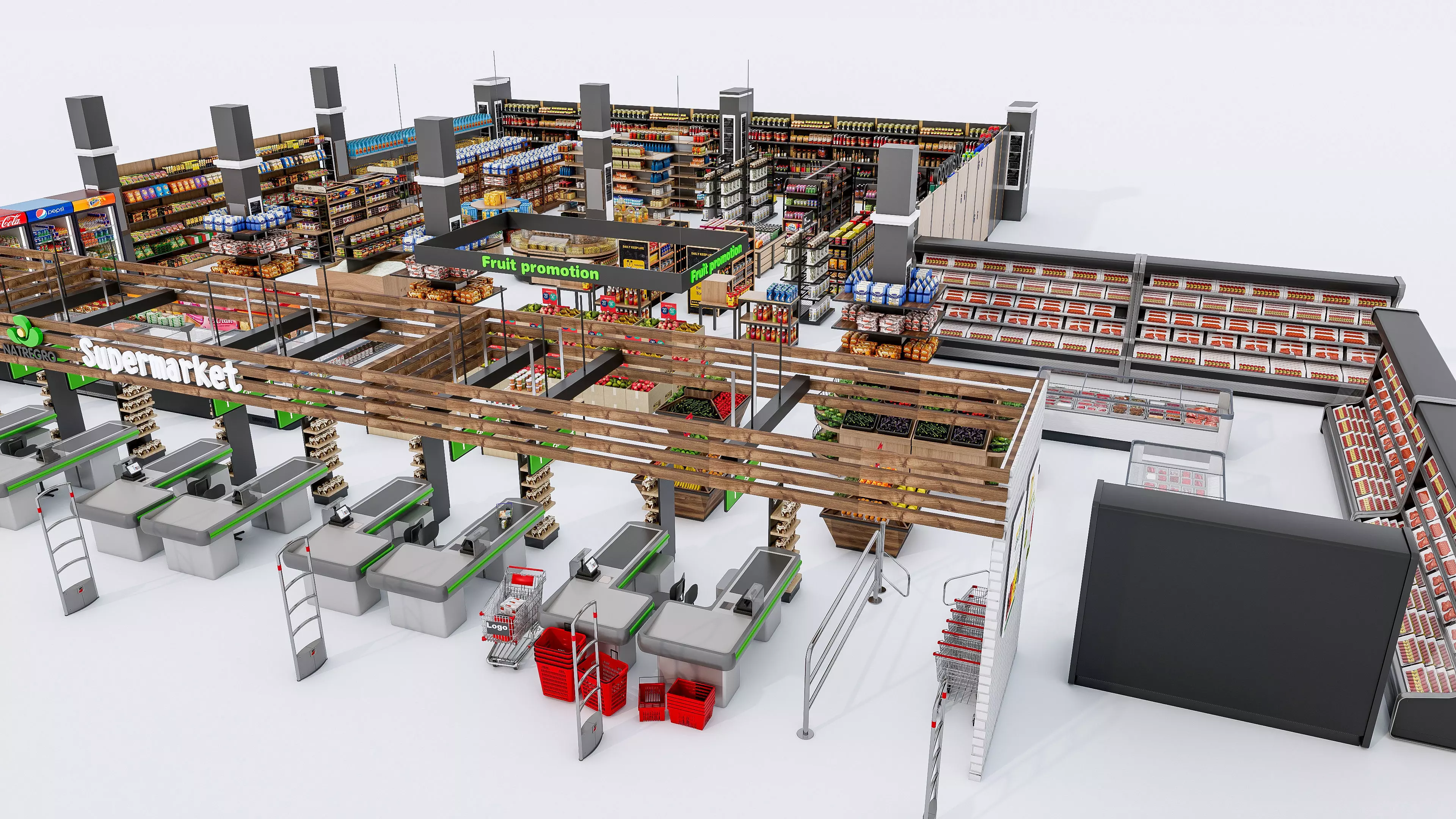 Supermarket Convenience Store Shelves Display Racks 6 3D model_10