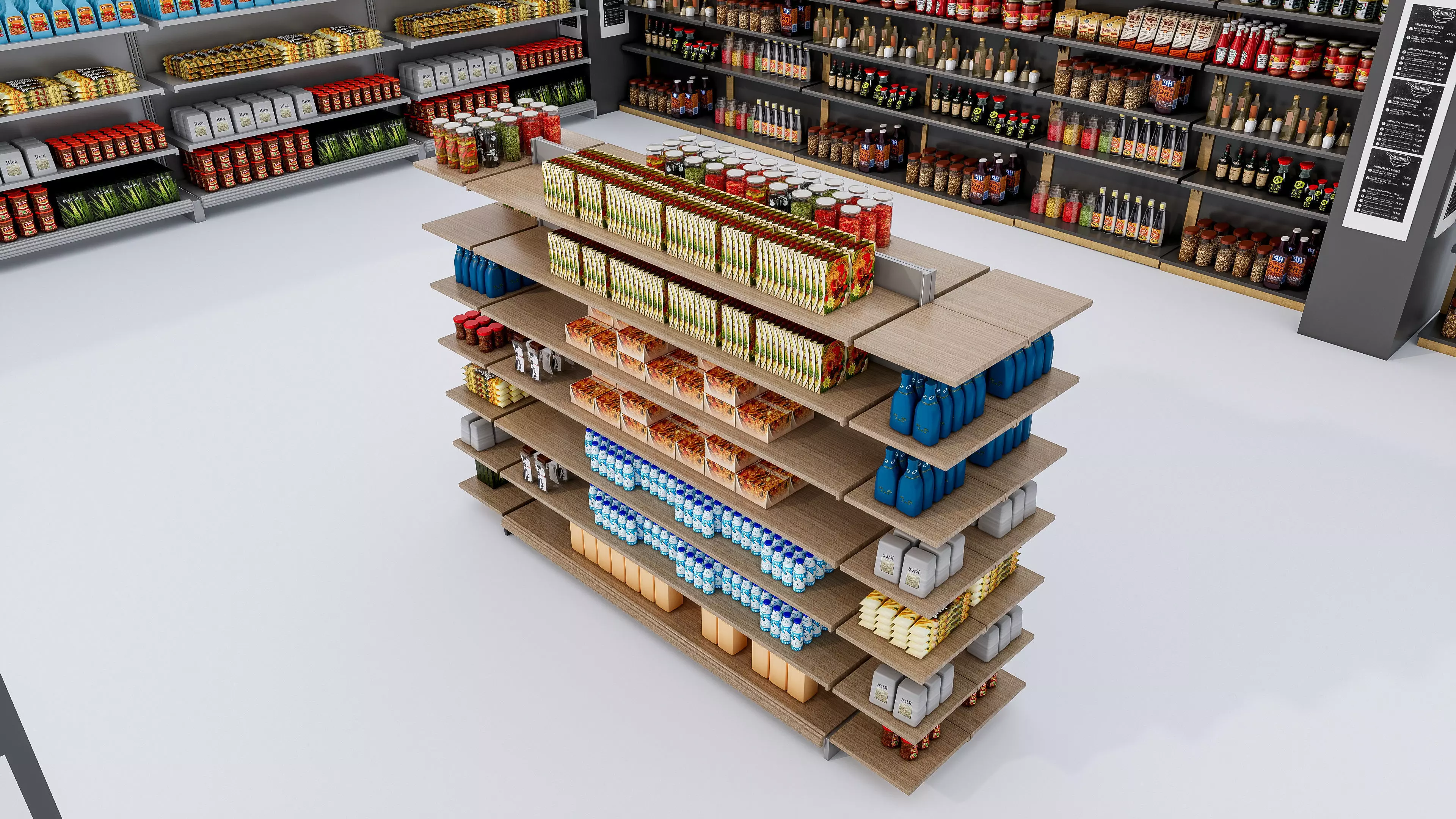 Supermarket Convenience Store Shelves Display Racks 6 3D model_42