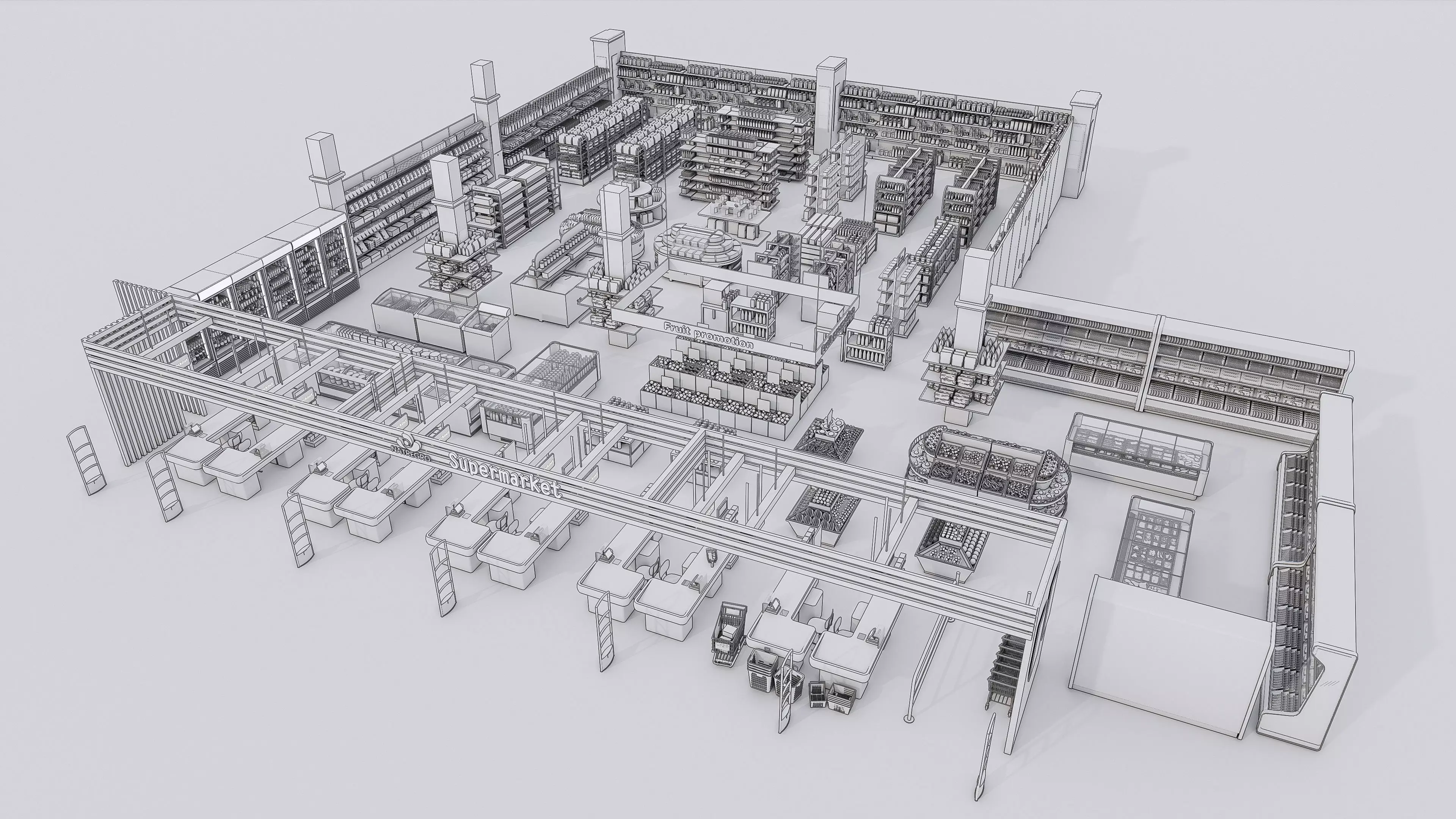 Supermarket Convenience Store Shelves Display Racks 6 3D model_57