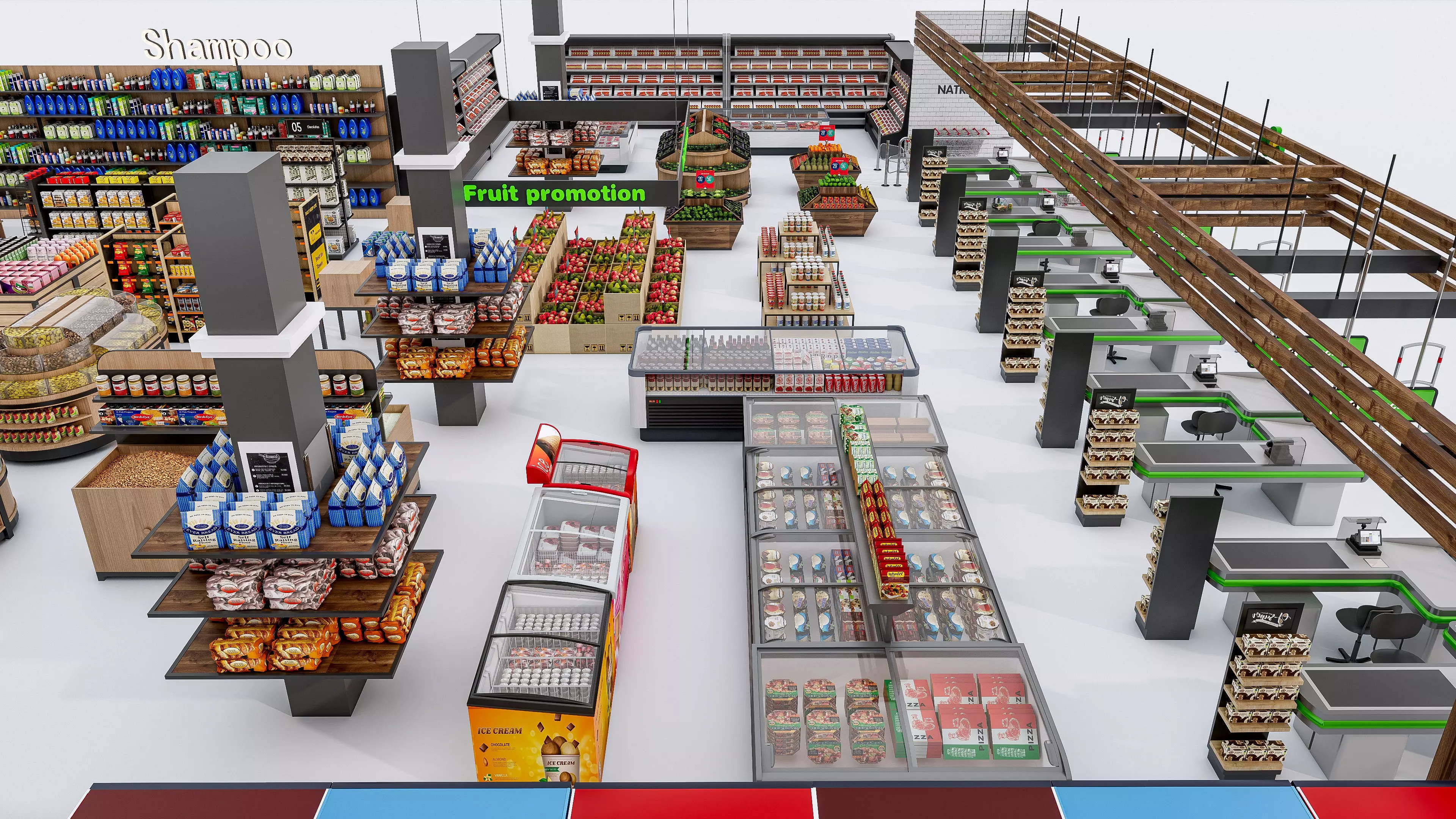 Supermarket Convenience Store Shelves Display Racks 6 3D model_7