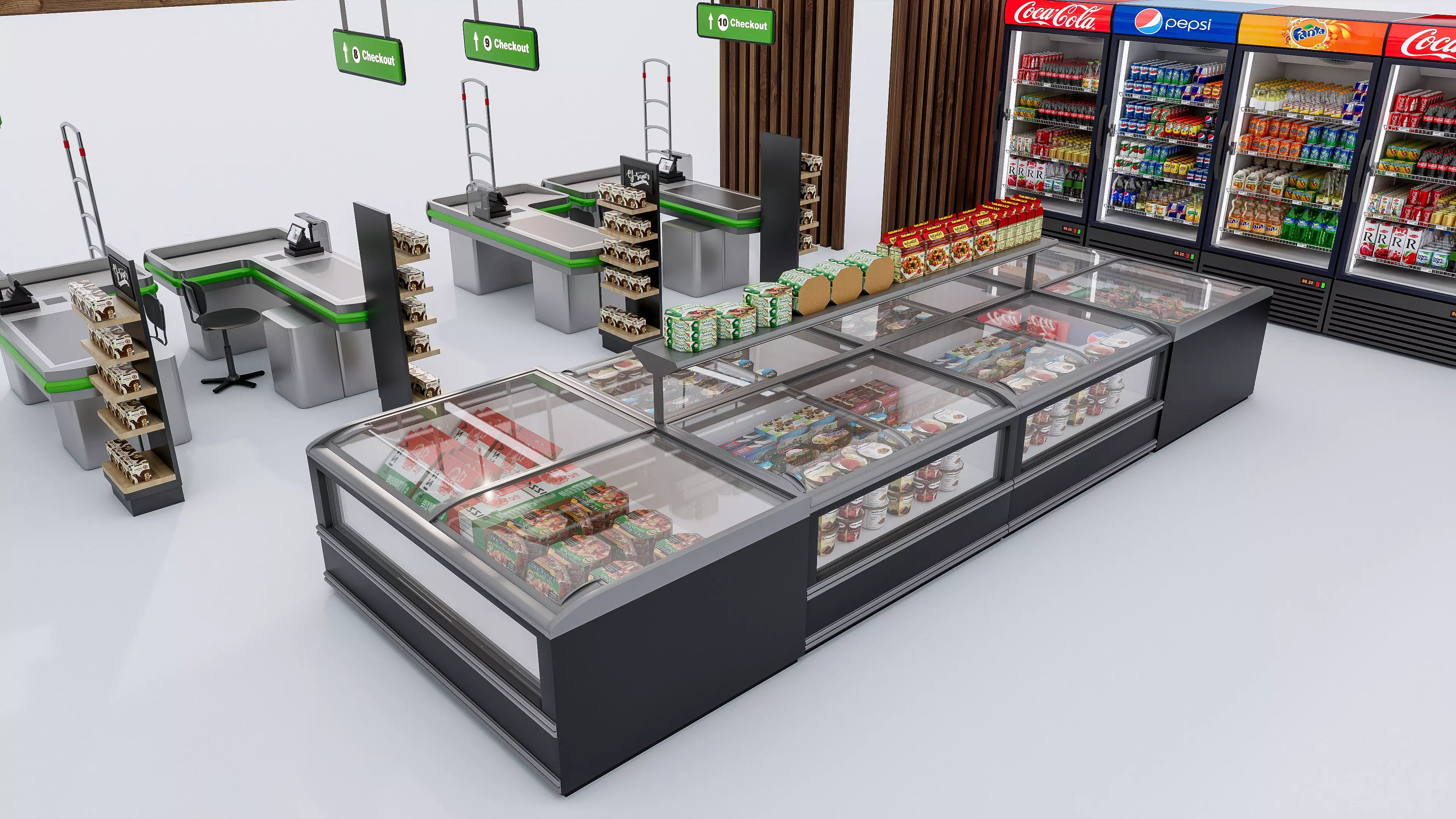 Supermarket Convenience Store Shelves Display Racks 6 3D model_27