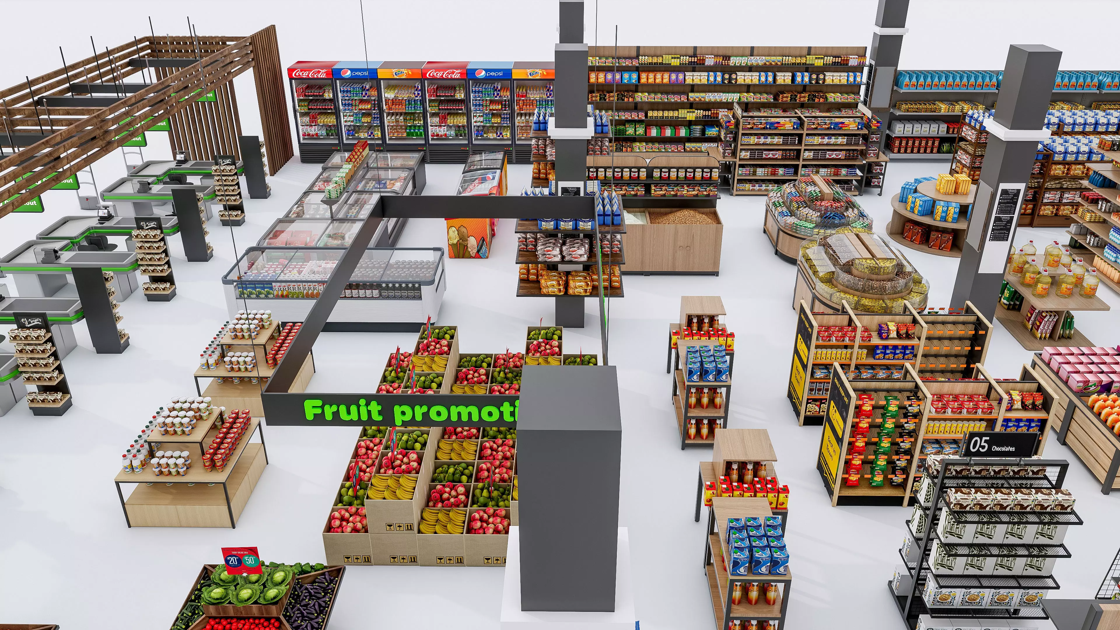 Supermarket Convenience Store Shelves Display Racks 6 3D model_13