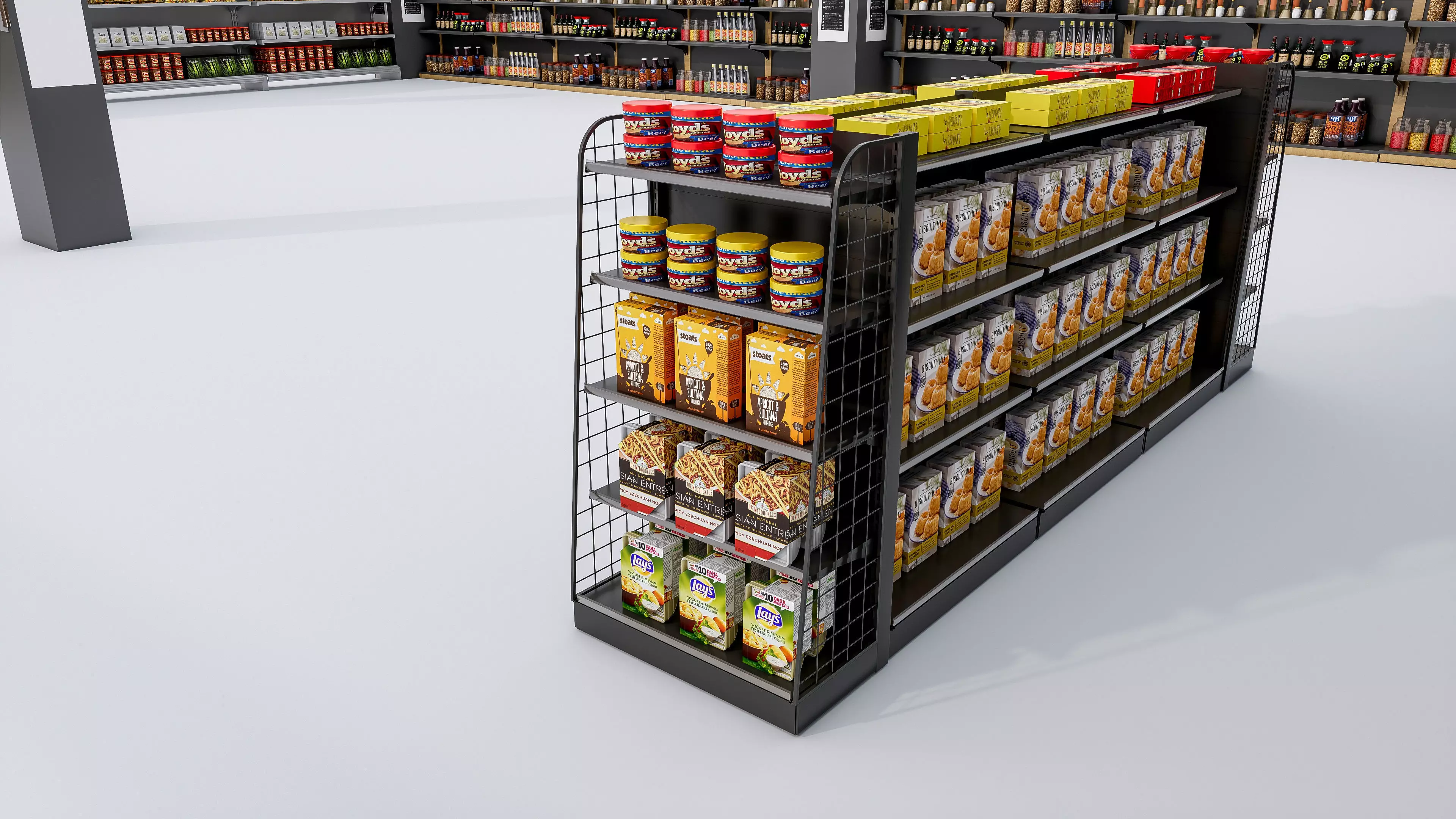 Supermarket Convenience Store Shelves Display Racks 6 3D model_43