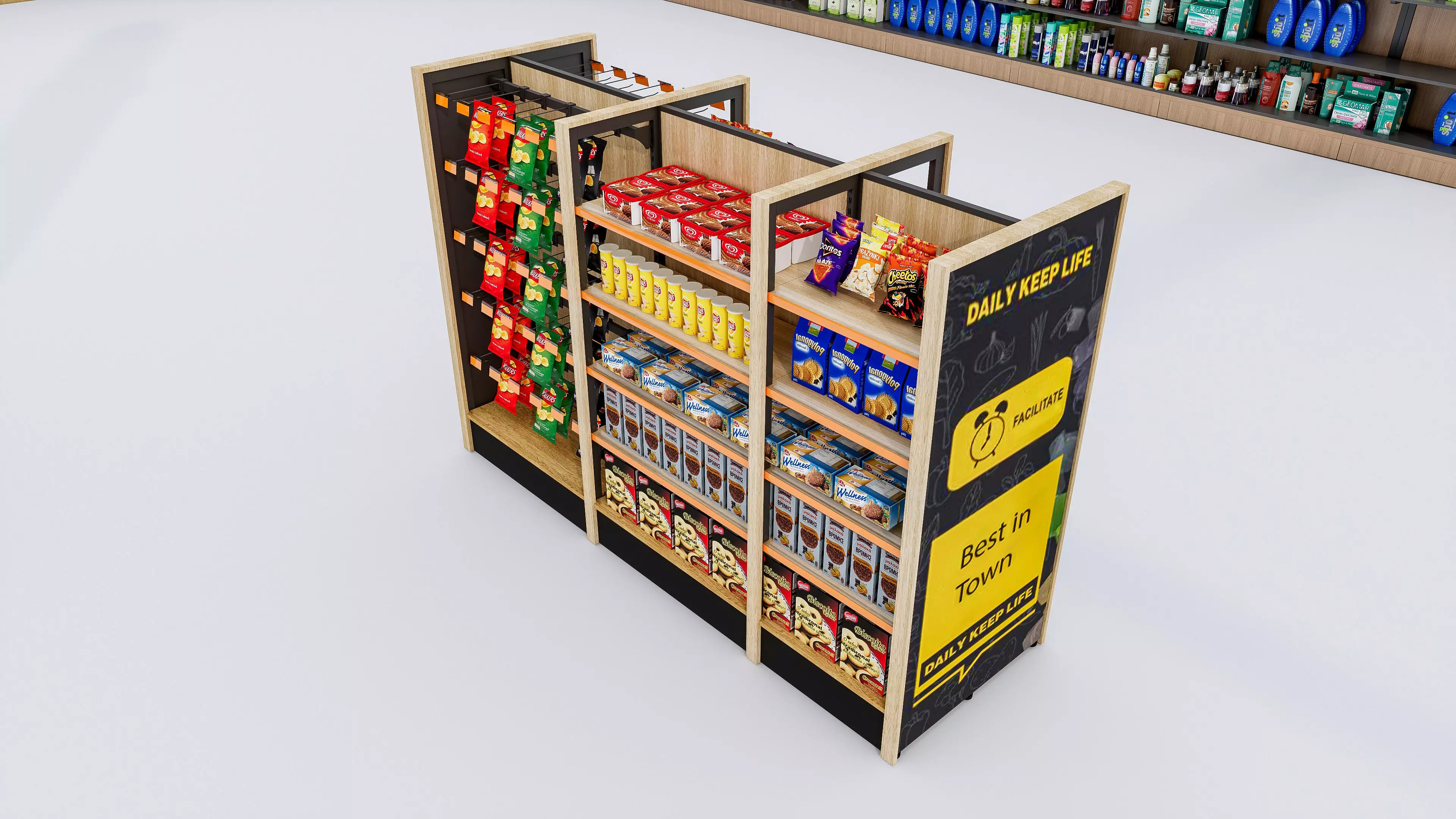 Supermarket Convenience Store Shelves Display Racks 6 3D model_39