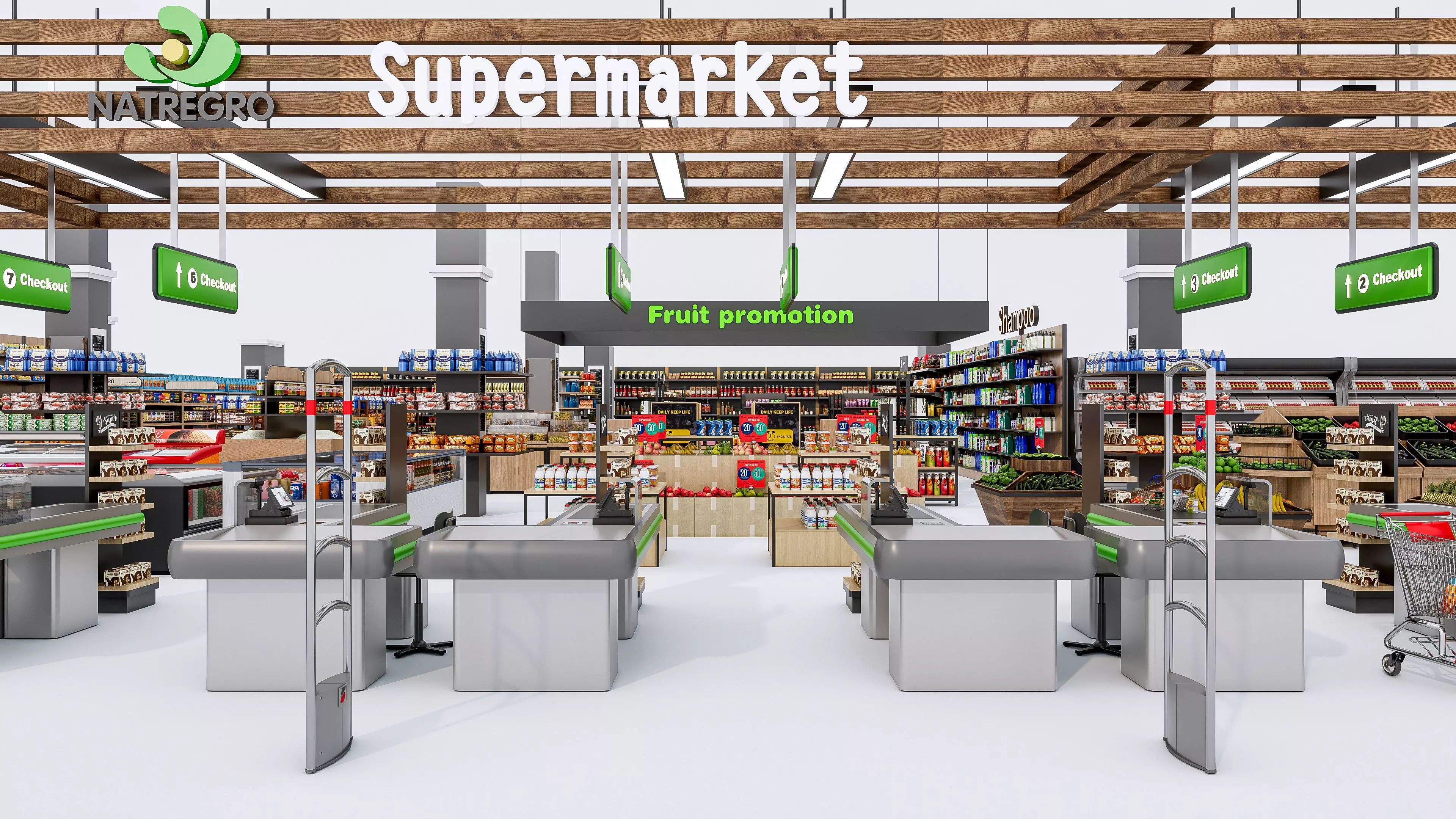 Supermarket Convenience Store Shelves Display Racks 6 3D model_3